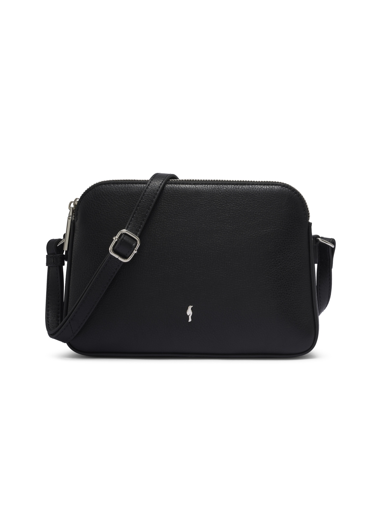 Small black leather women's handbag TORES-1353-99(Z26), front product view on white background.