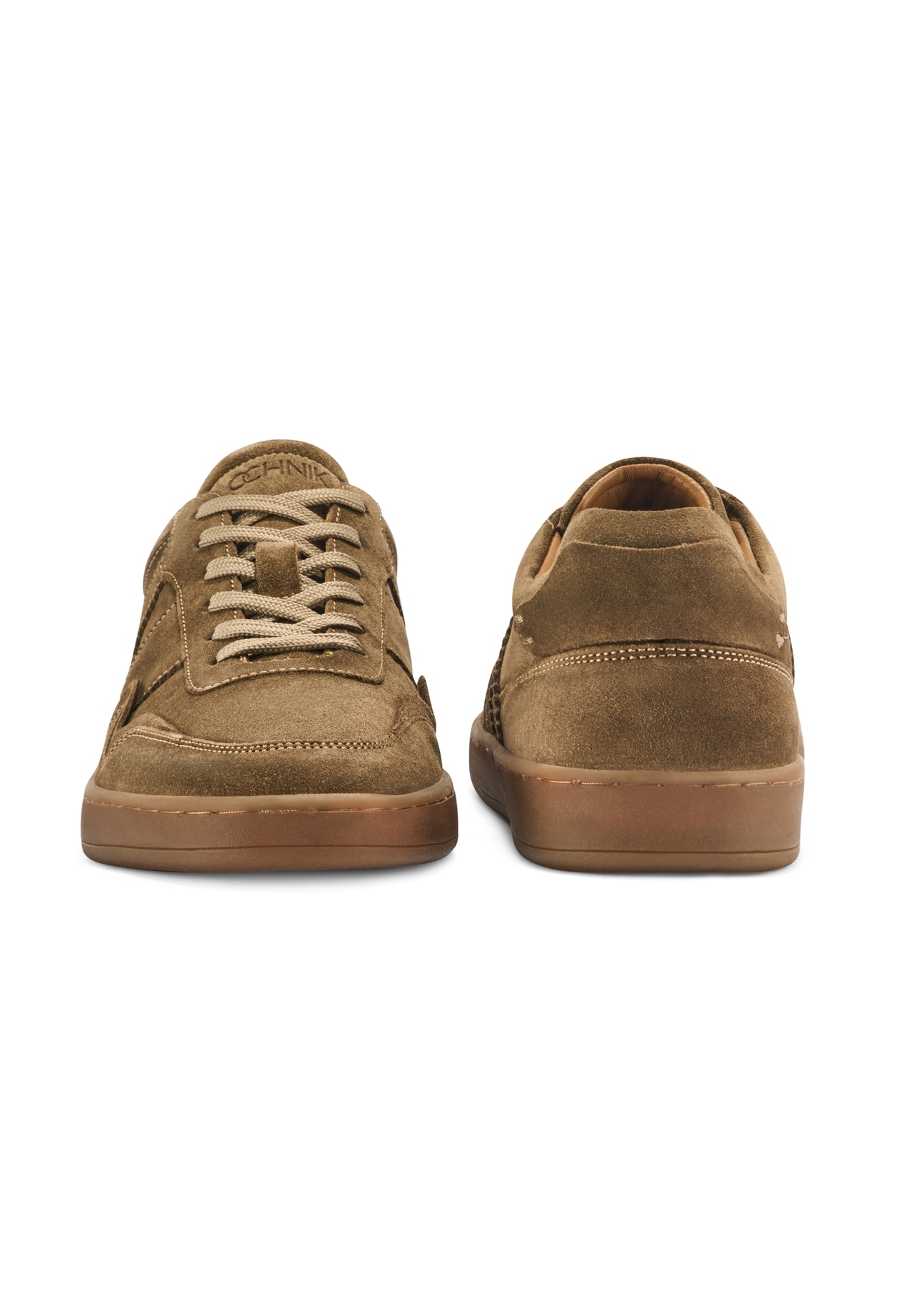 Dark beige suede men's shoes BUTYM-0523-82(Z25), front and back view of the product on a white background.