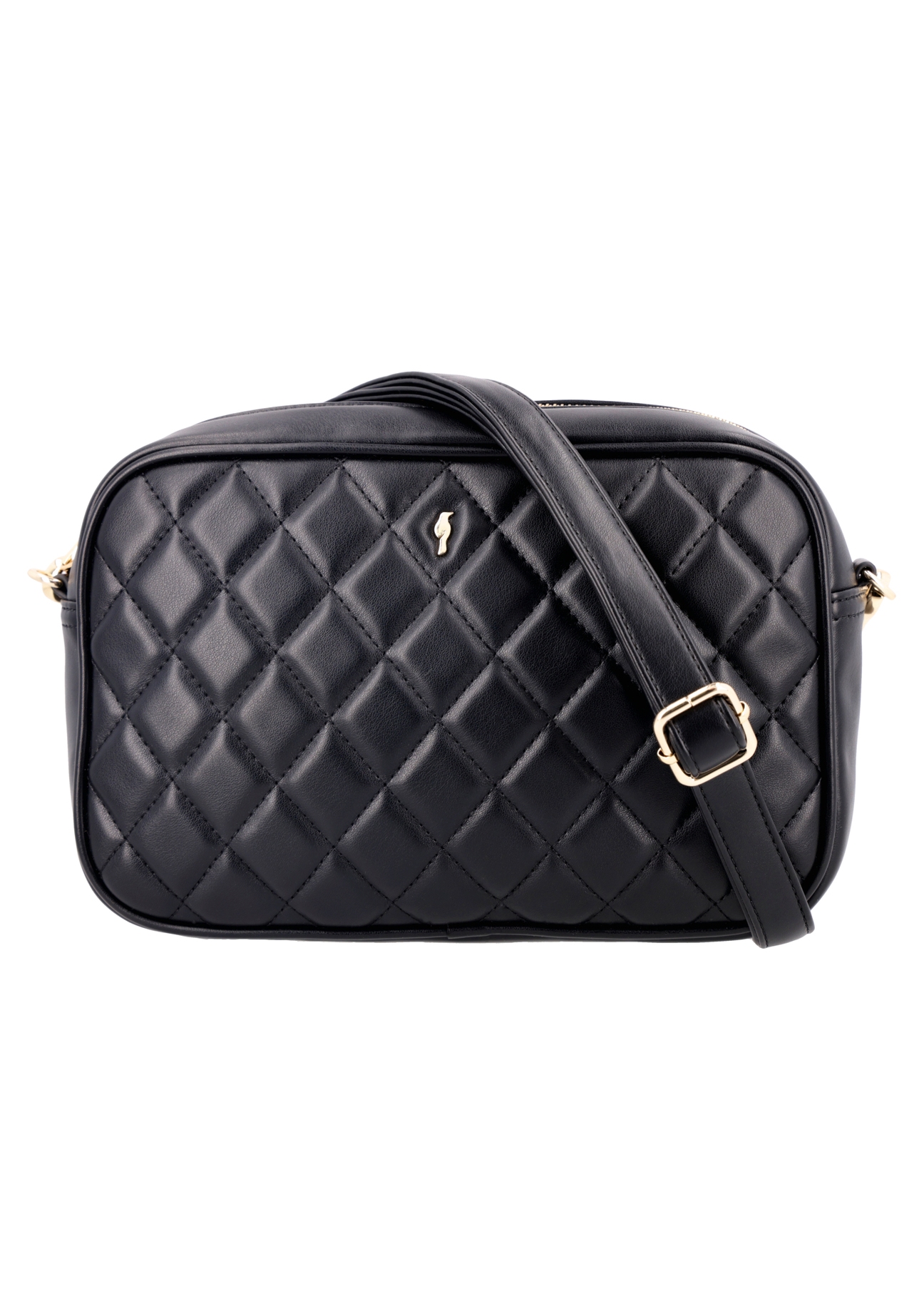 Black quilted women's handbag TOREC-1313-99(Z26), front product view on white background.