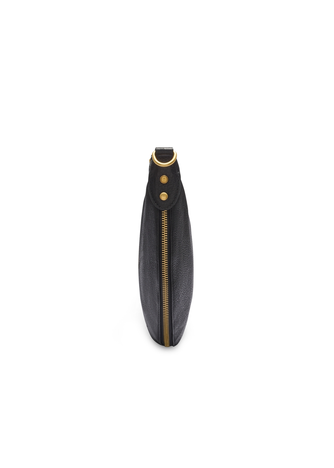 Black leather semi-circular women's handbag TORES-1336-9I(Z26), side view of the product on a white background.