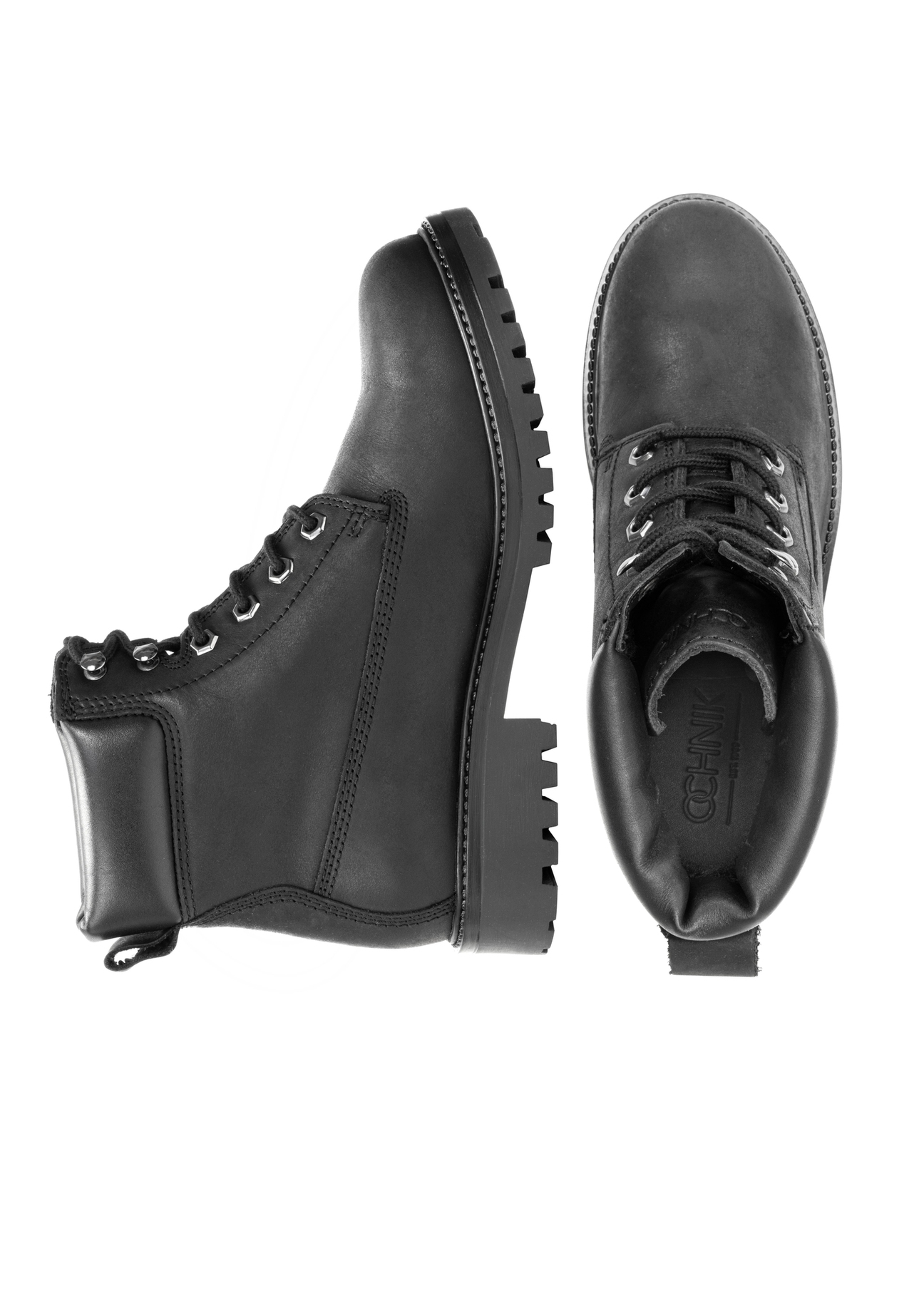 Black leather lace-up men's ankle boots BUTYM-0514-99(Z25)