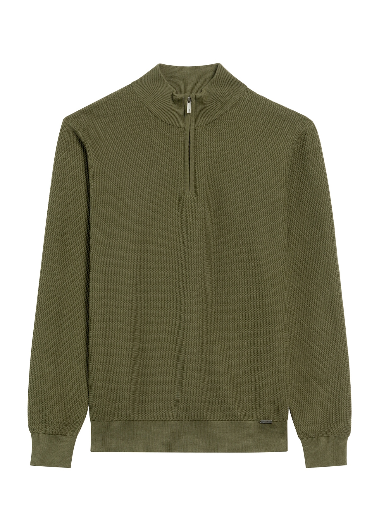 Men's khaki sweater with zipper SWEMT-0167-55(Z25), front product view on white background.