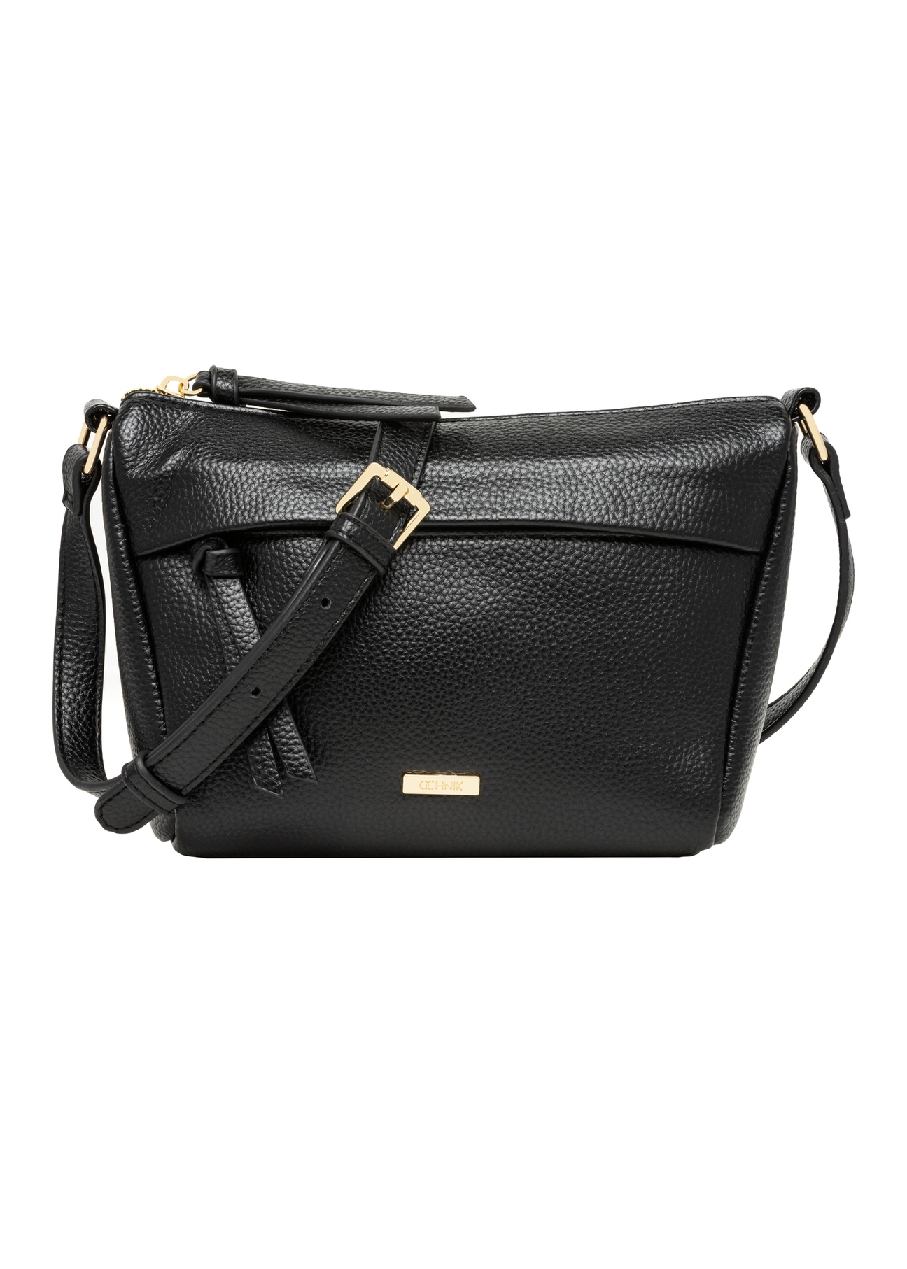 Small black women's handbag made of imitation leather TOREC-1367-9I(Z26), front view of the product on a white background.
