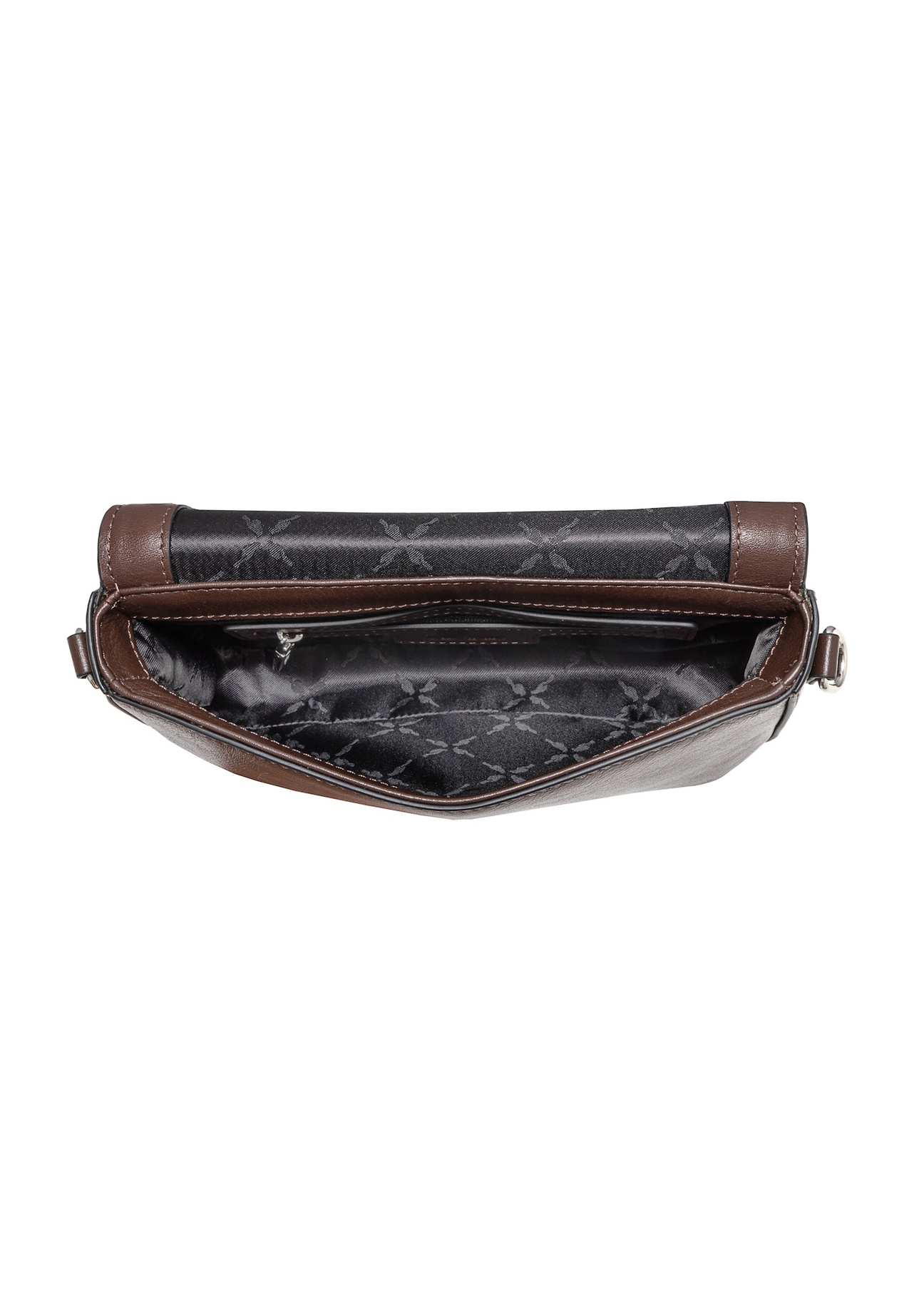 Brown leather small women's handbag TORES-1184-89(Z25), view of the inside of the product on a white background.