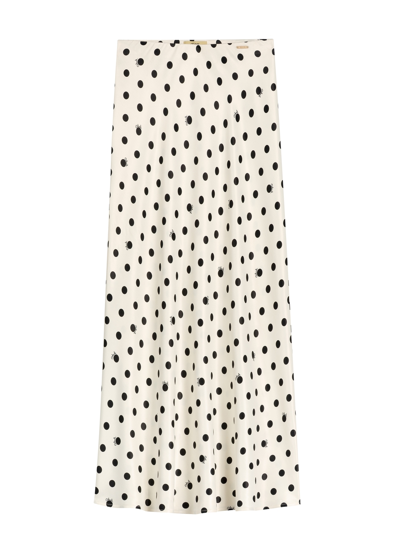 Women's white polka dot skirt SPCDT-0122-0P(W26) - front product view, on white background.