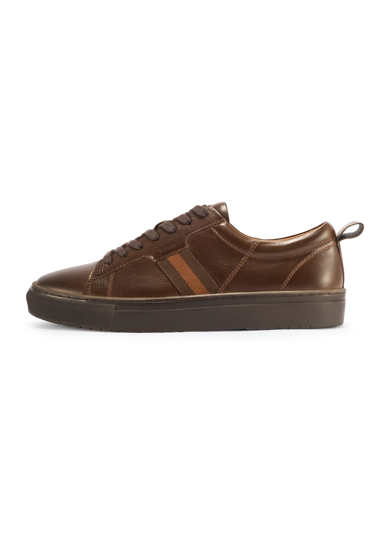 Dark brown men's leather shoes BUTYM-0430A-1I(W26), side view of the product on a white background.