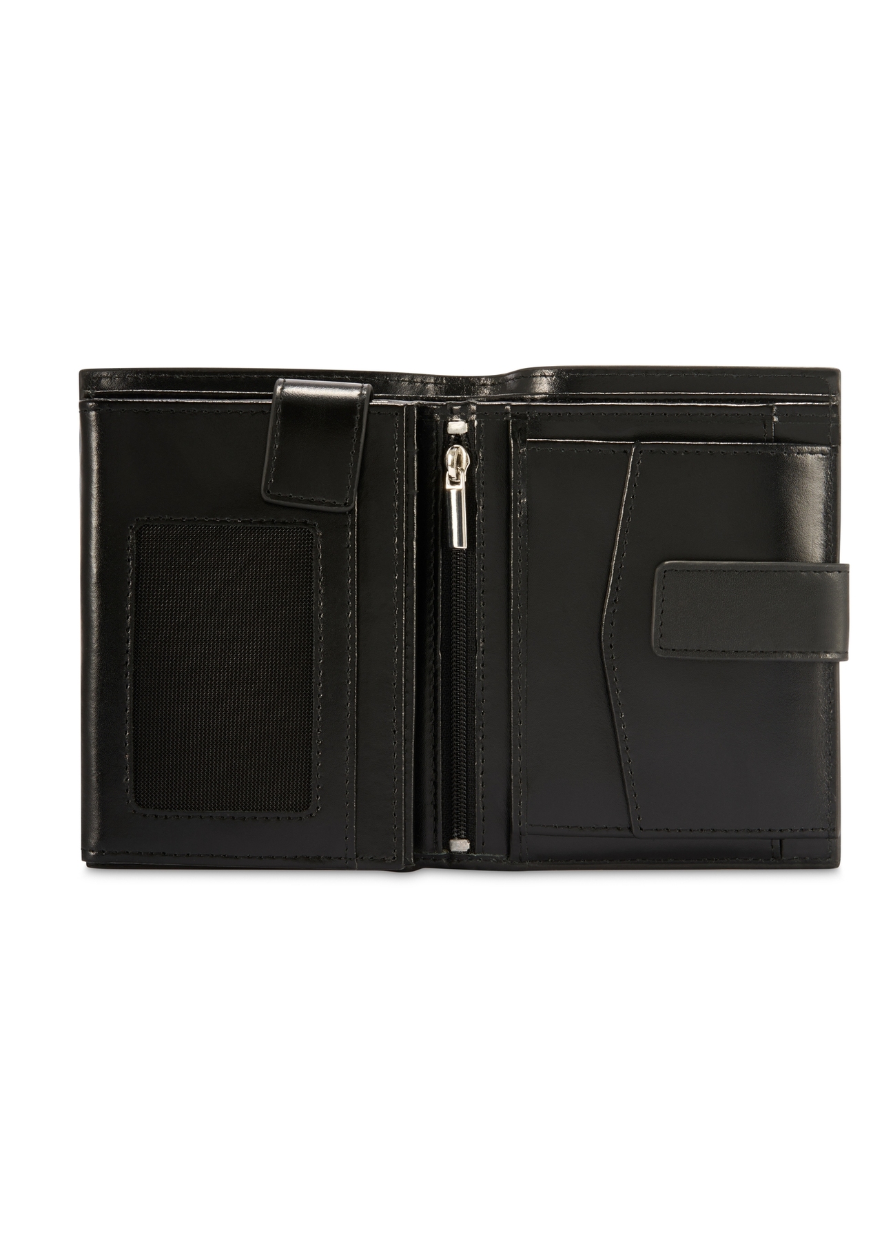 Black men's leather wallet PORMS-0656-99(Z25), product view from the inside on a white background.