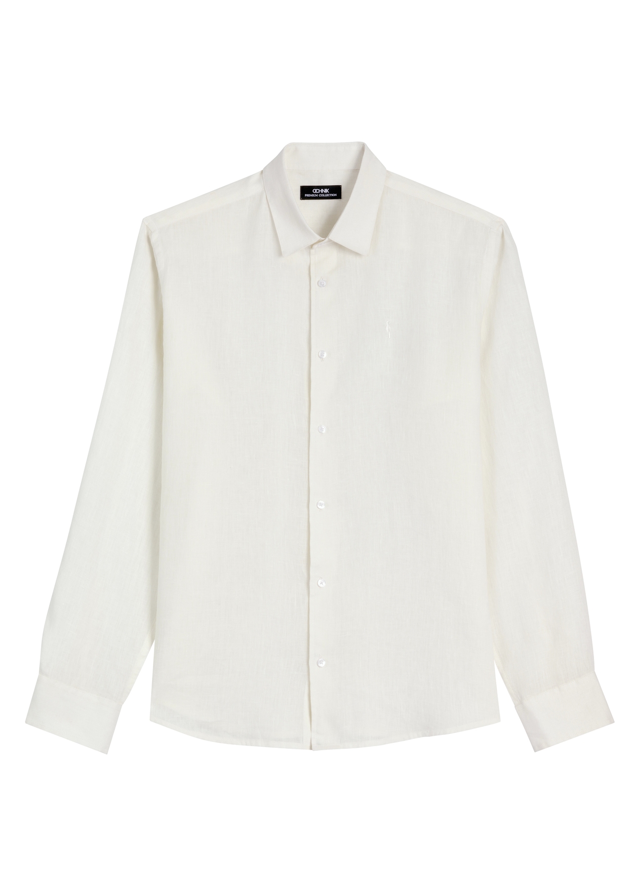 Cream linen men's shirt KOSMT-0321A-0B(W26)