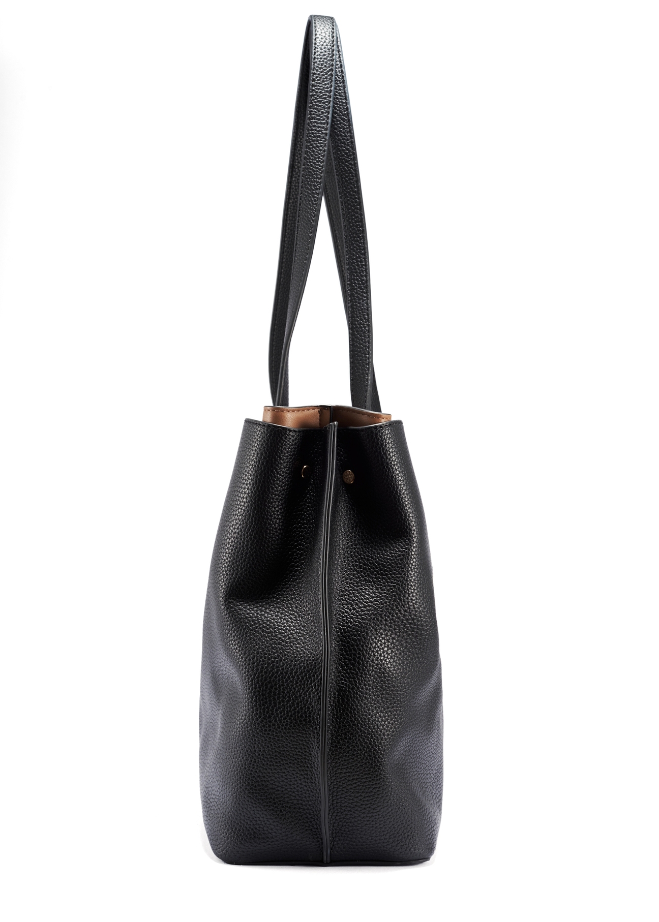 Black large women's handbag TOREC-1054-99(Z25), side view of the product on a white background.