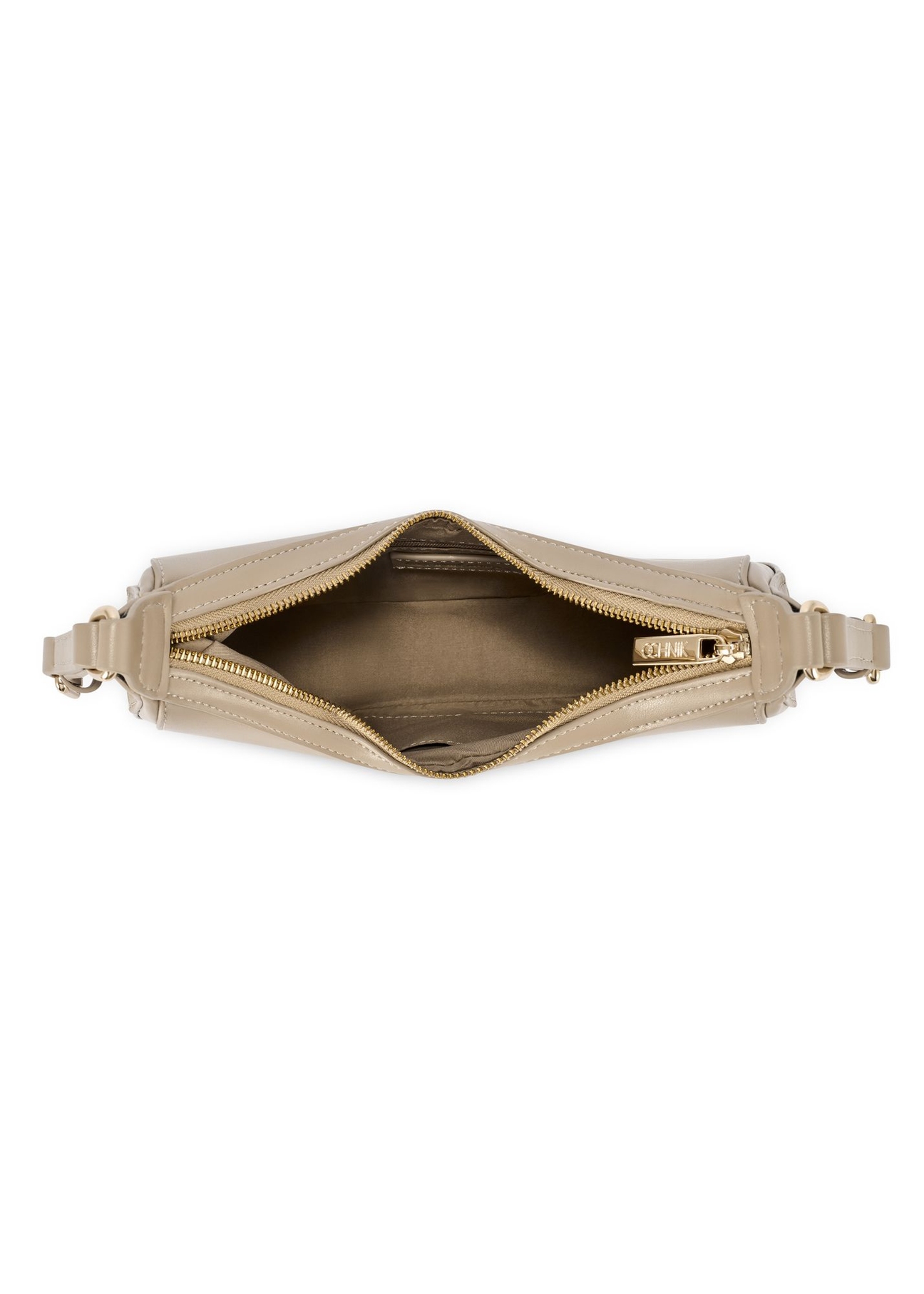 Beige small hobo bag TOREC-1136-1A(W26) - product view from above, on white background.
