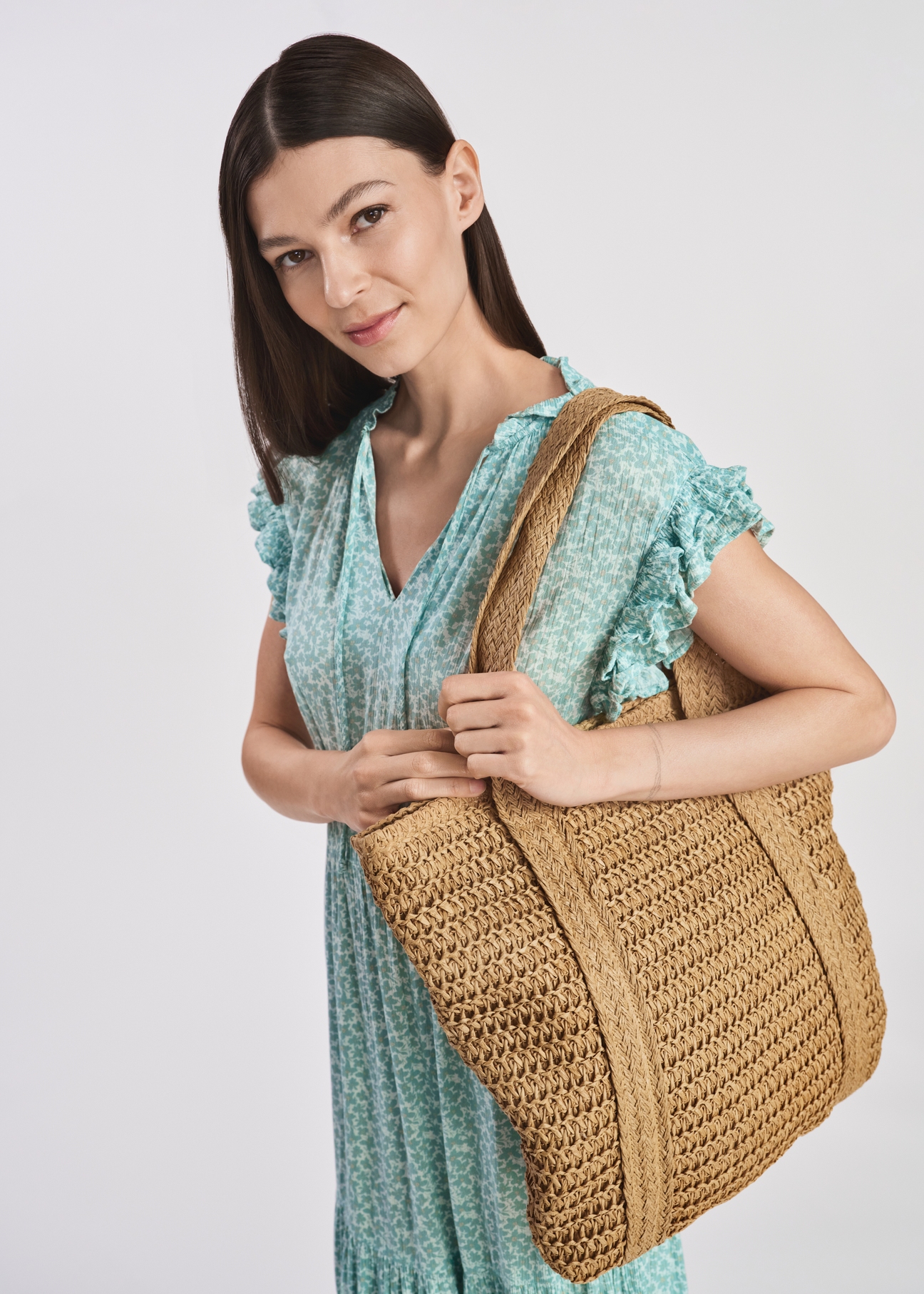 Straw women's shoulder bag TOREC-1037-25(W25)