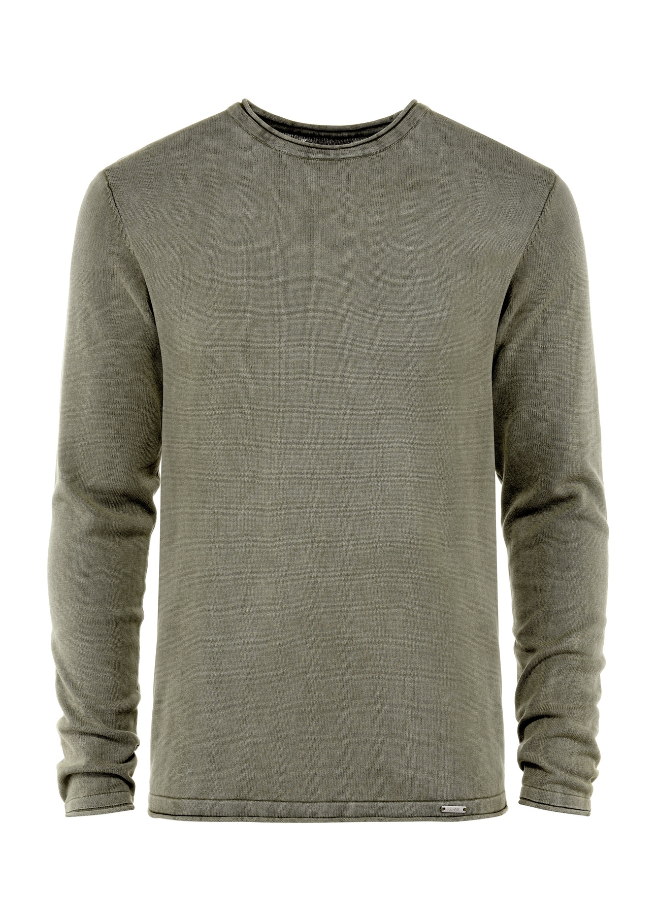 Men's khaki cotton sweater SWEMT-0100-51(W25), front product view on white background.