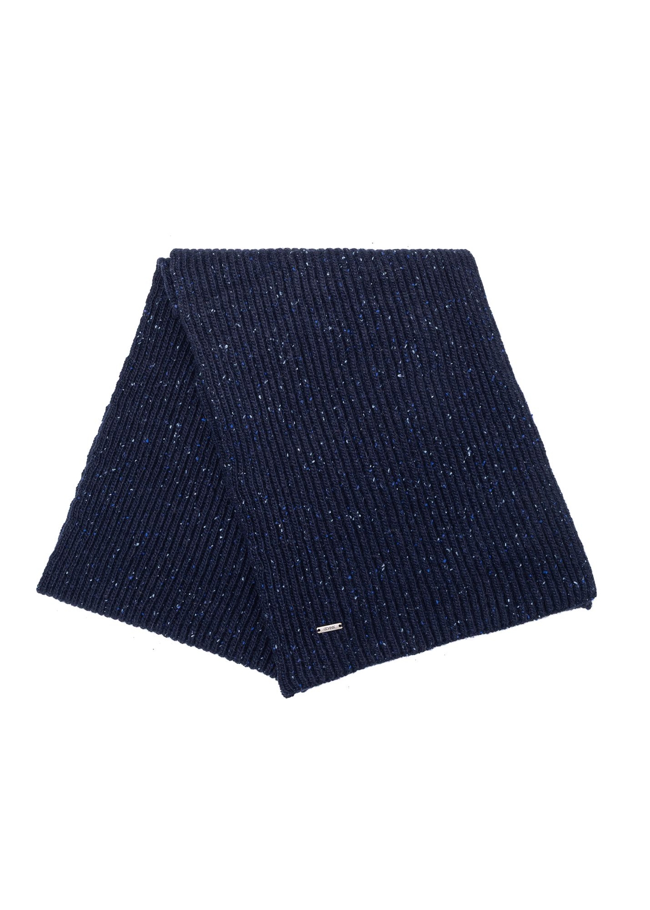 Navy blue wool men's scarf SZAMT-0086-69(Z25) - front view of the folded product on a white background.