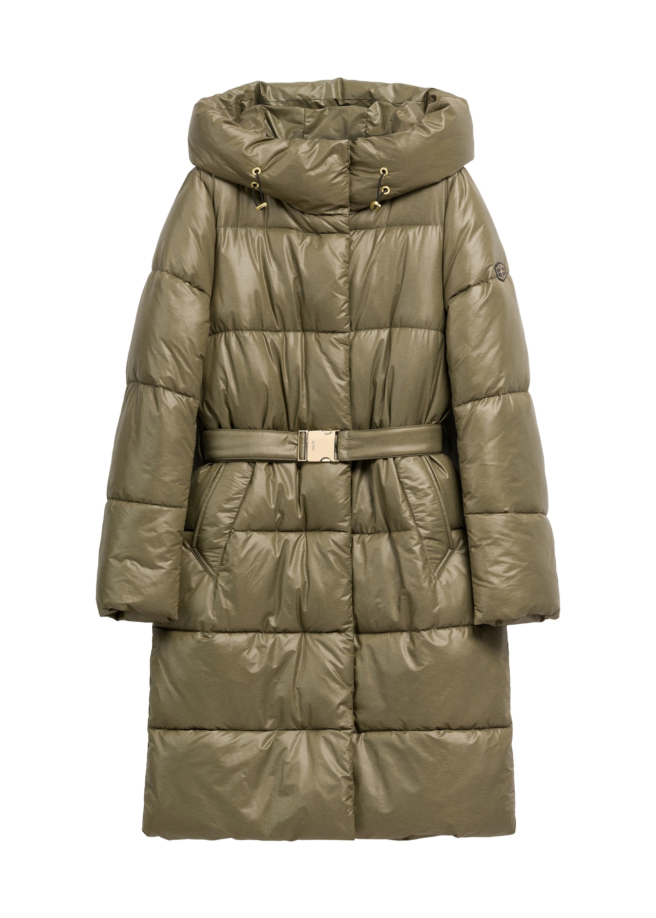 Women's olive winter jacket KURDT-0663-8E(Z26) - front product view, on white background.