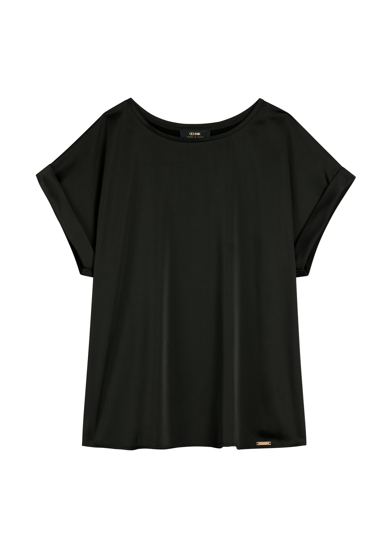 Black women's blouse BLUDT-0205-99(W26), front product view on white background.