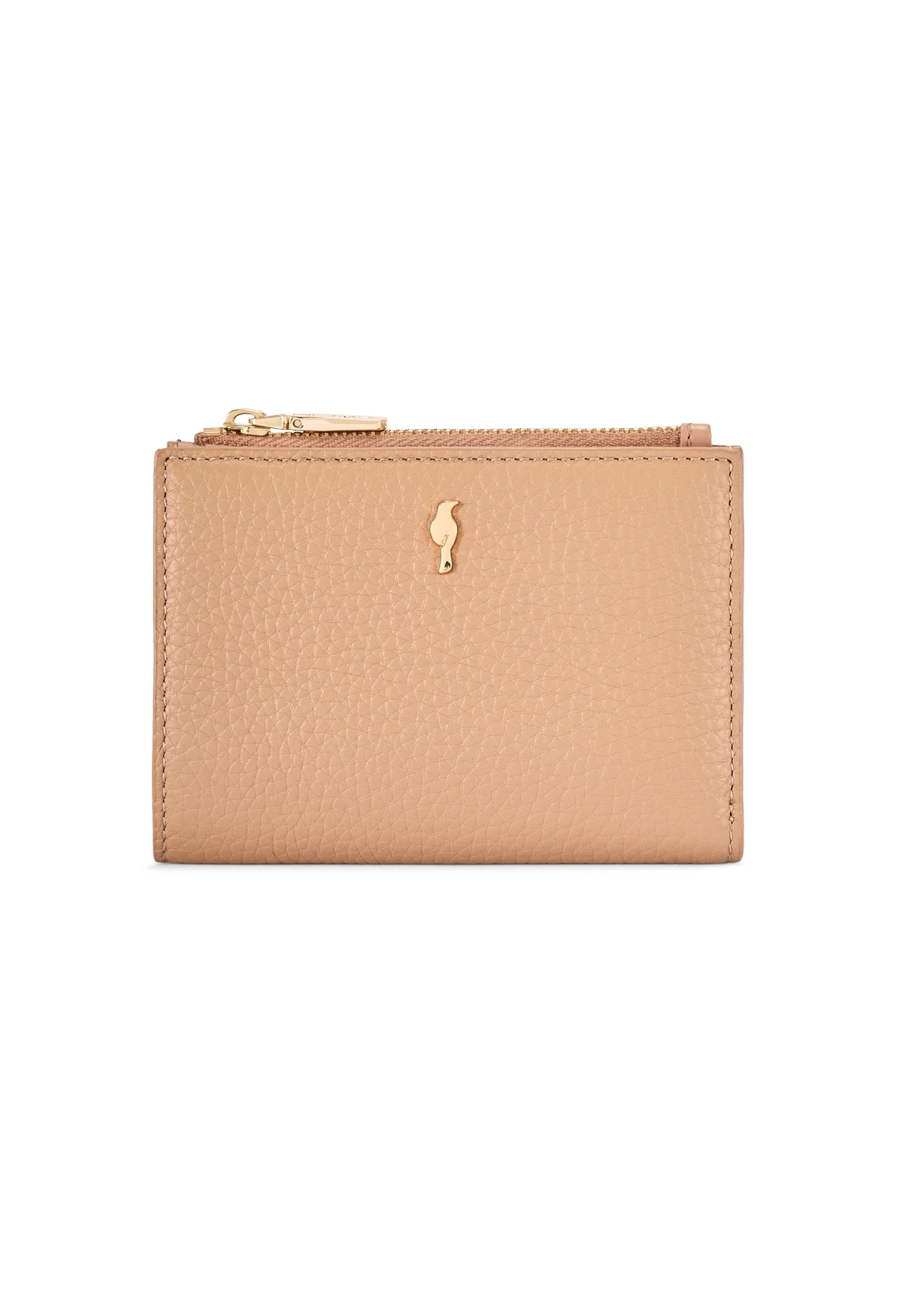 Women's leather wallet in dirty pink color PORES-0984-5D(W26), front product view on white background.