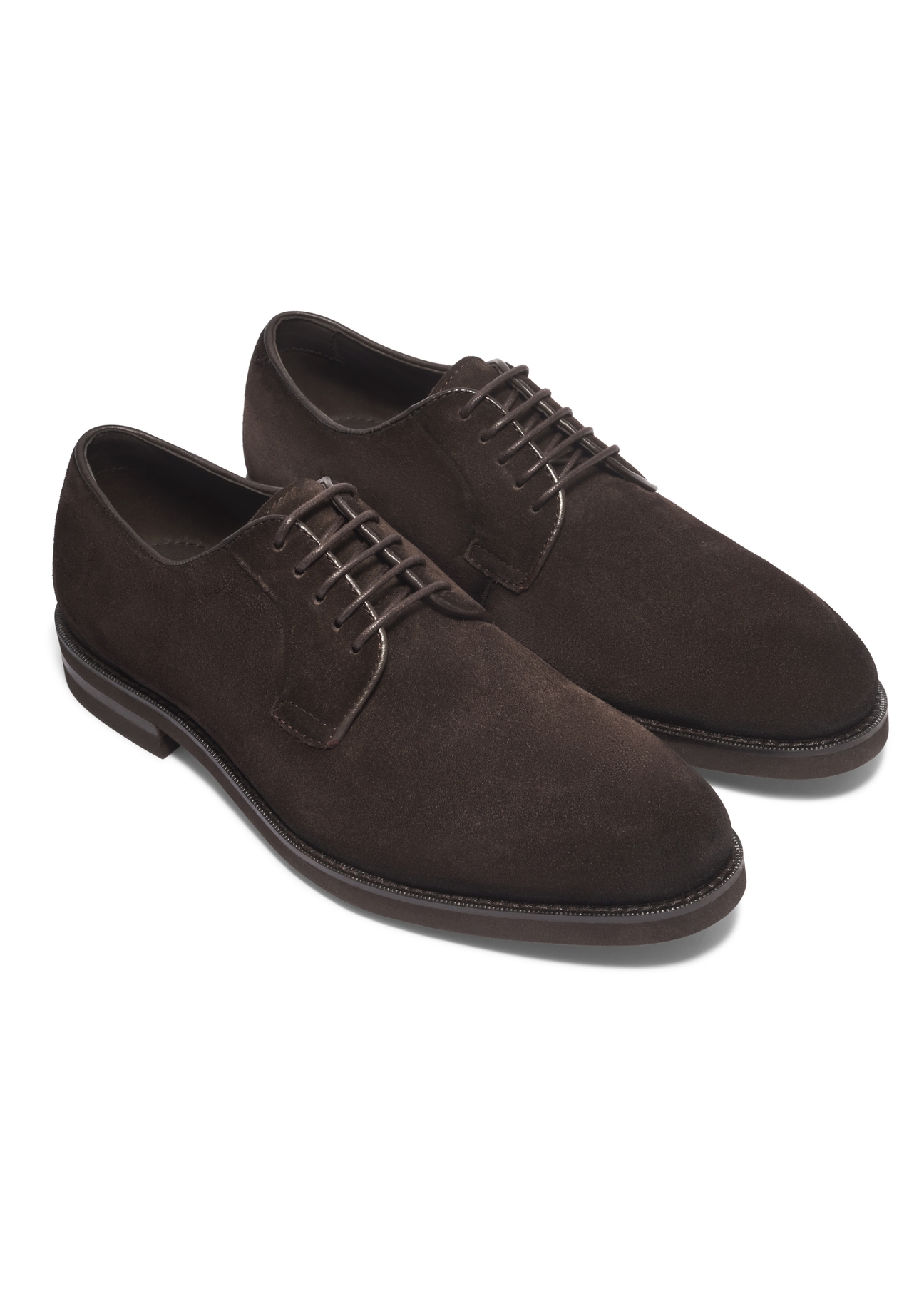 Men's dark brown suede shoes BUTYM-0585-1I(Z26), diagonal product view on a white background.