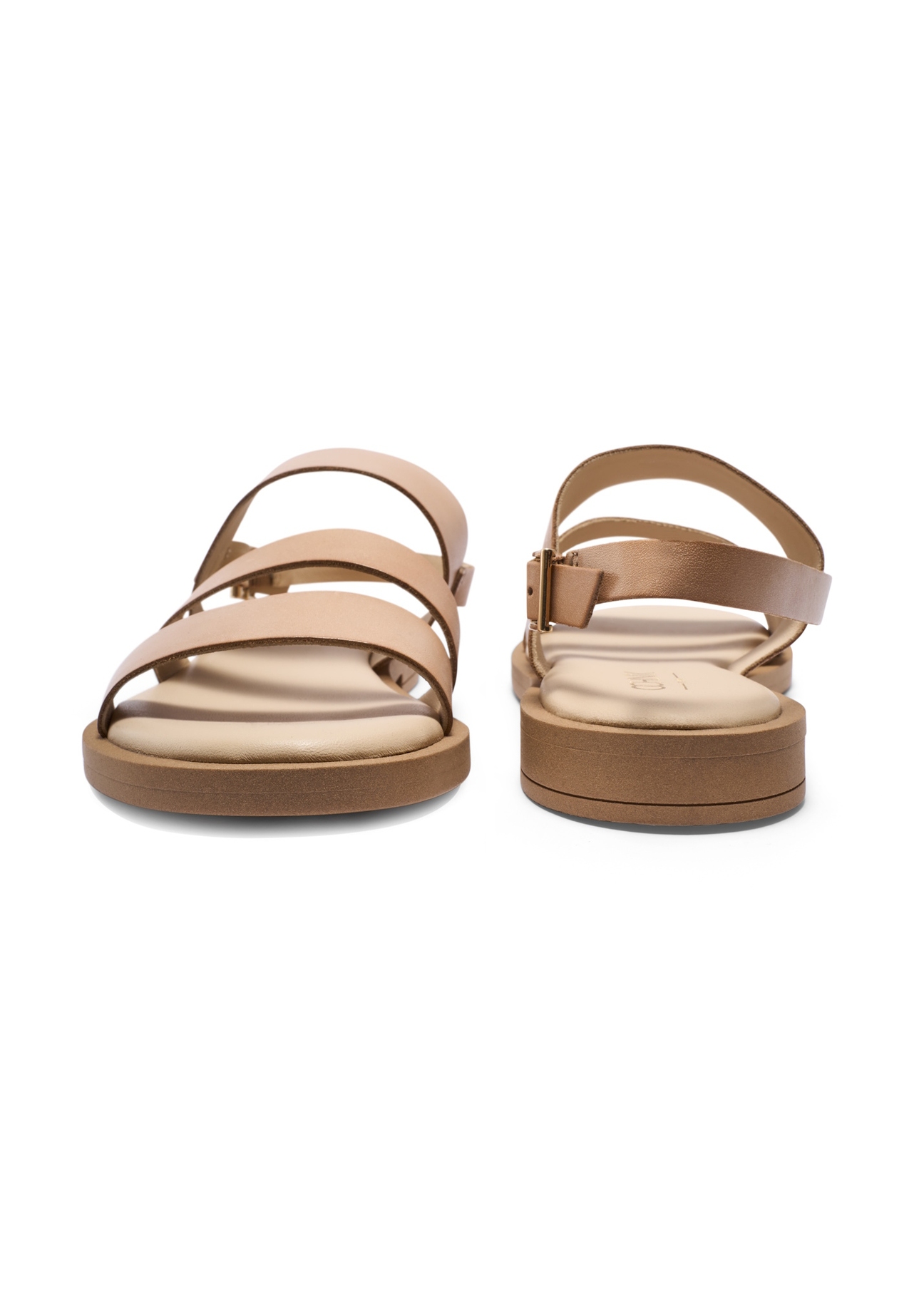 Light beige women's leather sandals BUTYD-1152-1A(W26), front and back product view on white background.