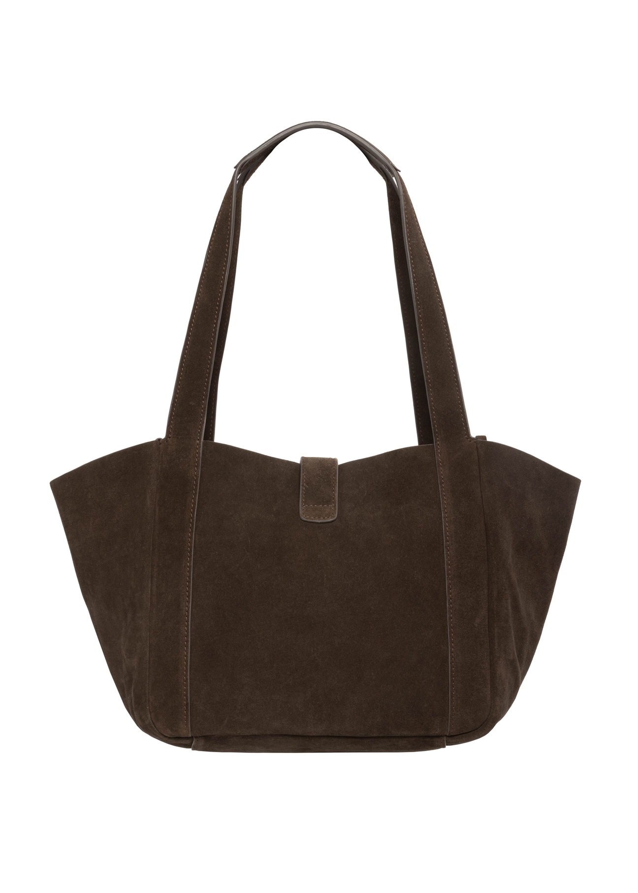 Women's brown suede shopper bag TORES-1422-1I(Z26), back view of the product on a white background.