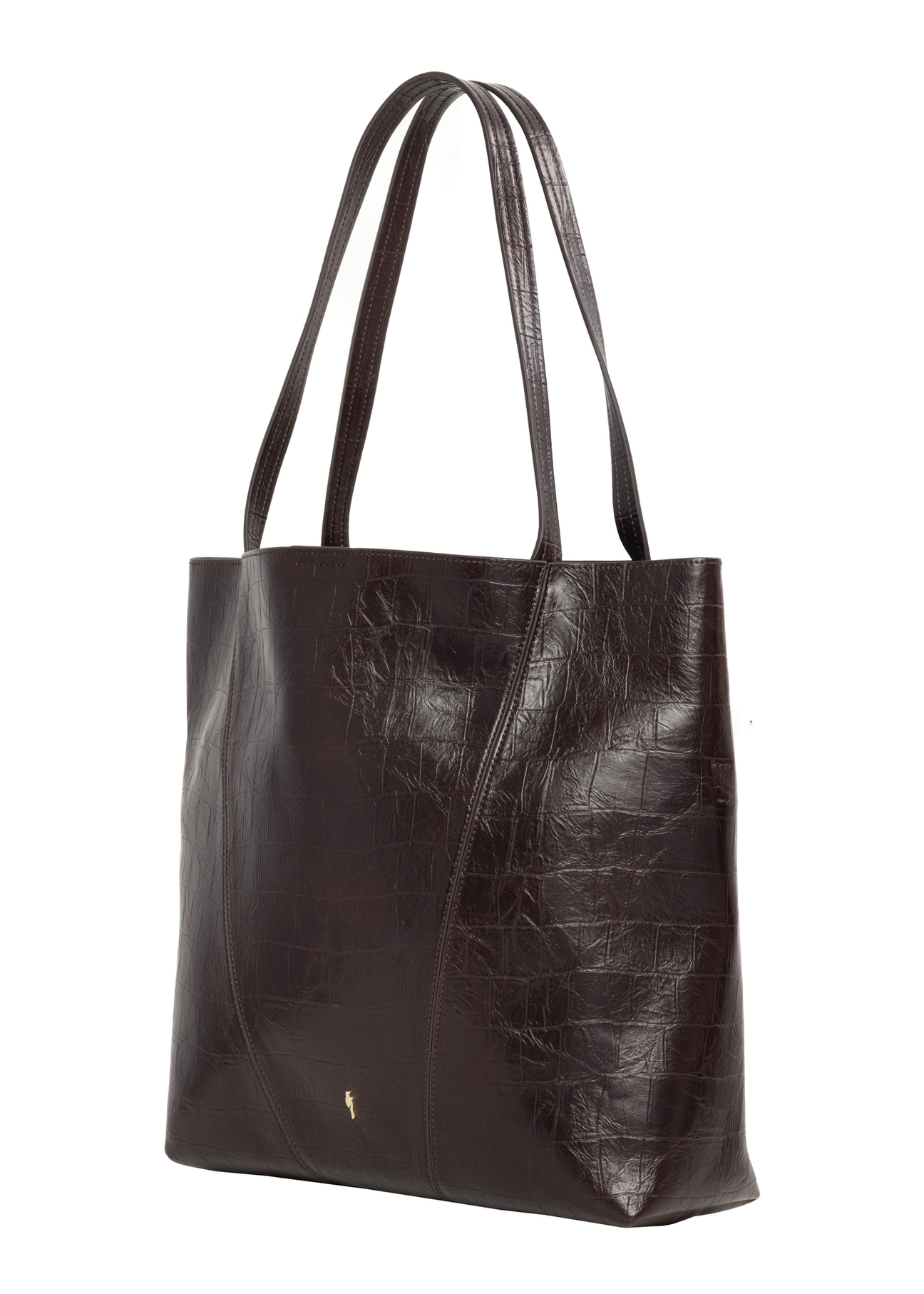Burgundy croco women's shopper bag TOREC-1304-4D(Z26), diagonal product view on a white background.
