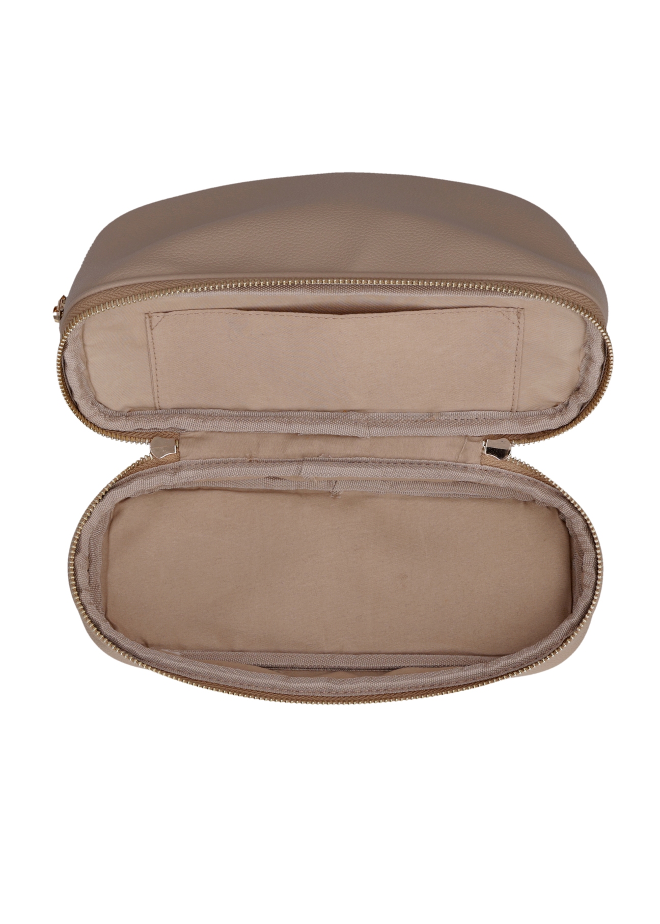 Beige women's cosmetic bag TOREC-1348-1B(Z26), product view inside on white background.