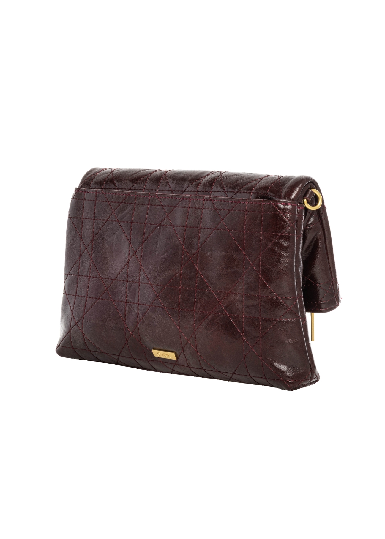Burgundy women's handbag with chain TOREC-1335-4D(Z26) - diagonal product view, on a white background.