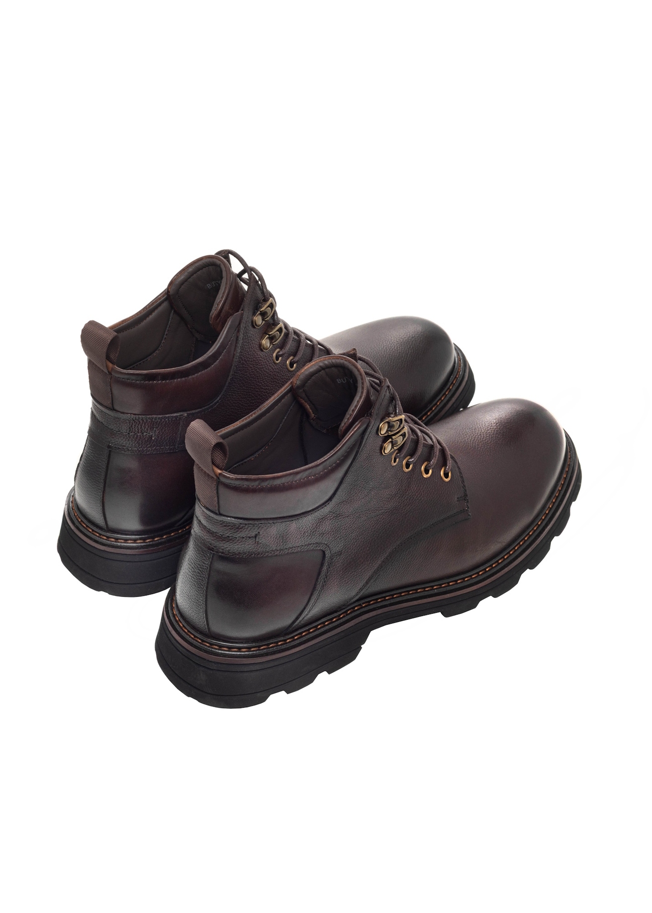 Men's dark brown leather Chelsea boots BUTYM-0558-1I(Z26), product view from the back on a white background.