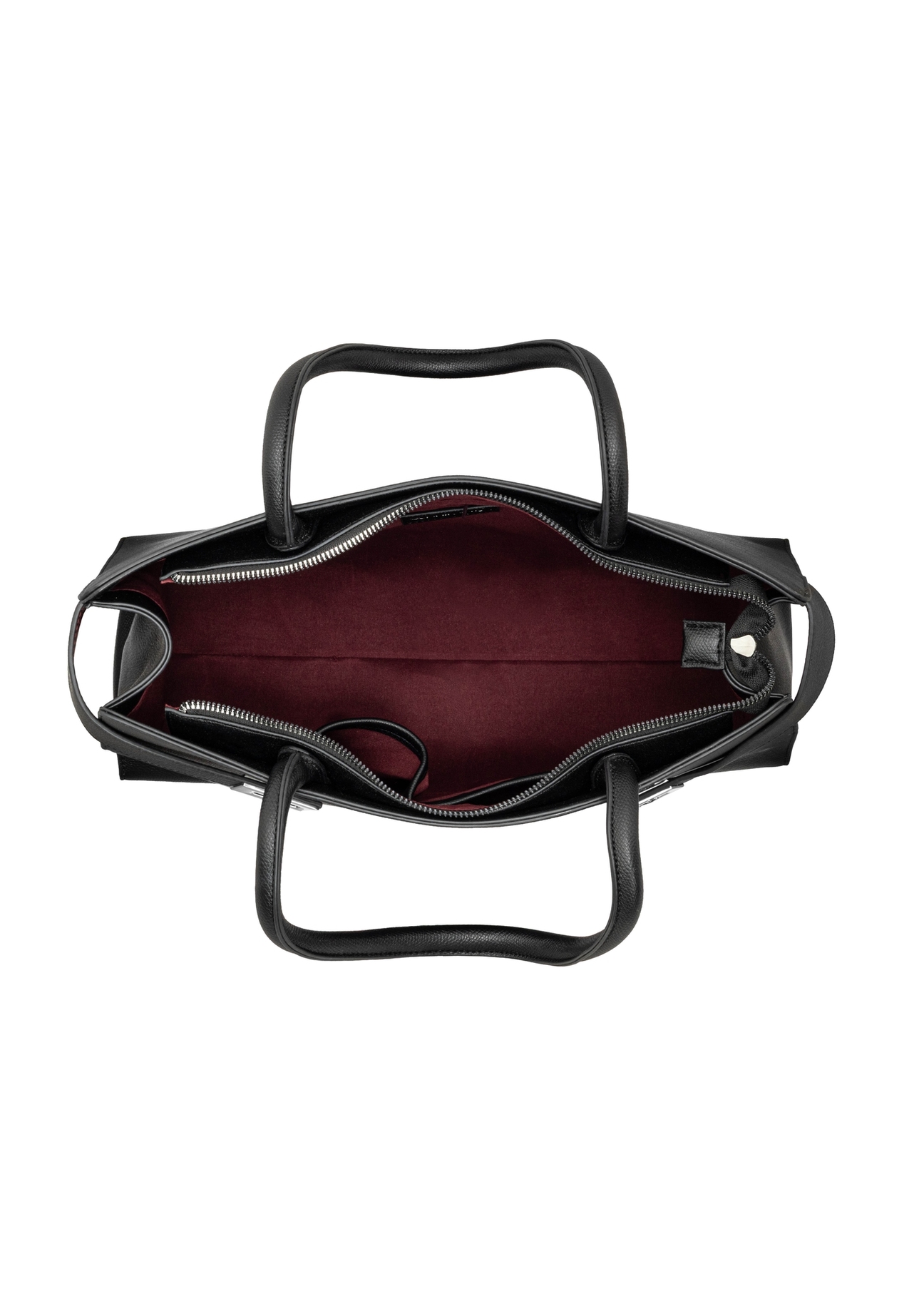 Black large women's handbag TOREC-1373-9I(Z26), product view inside on white background.