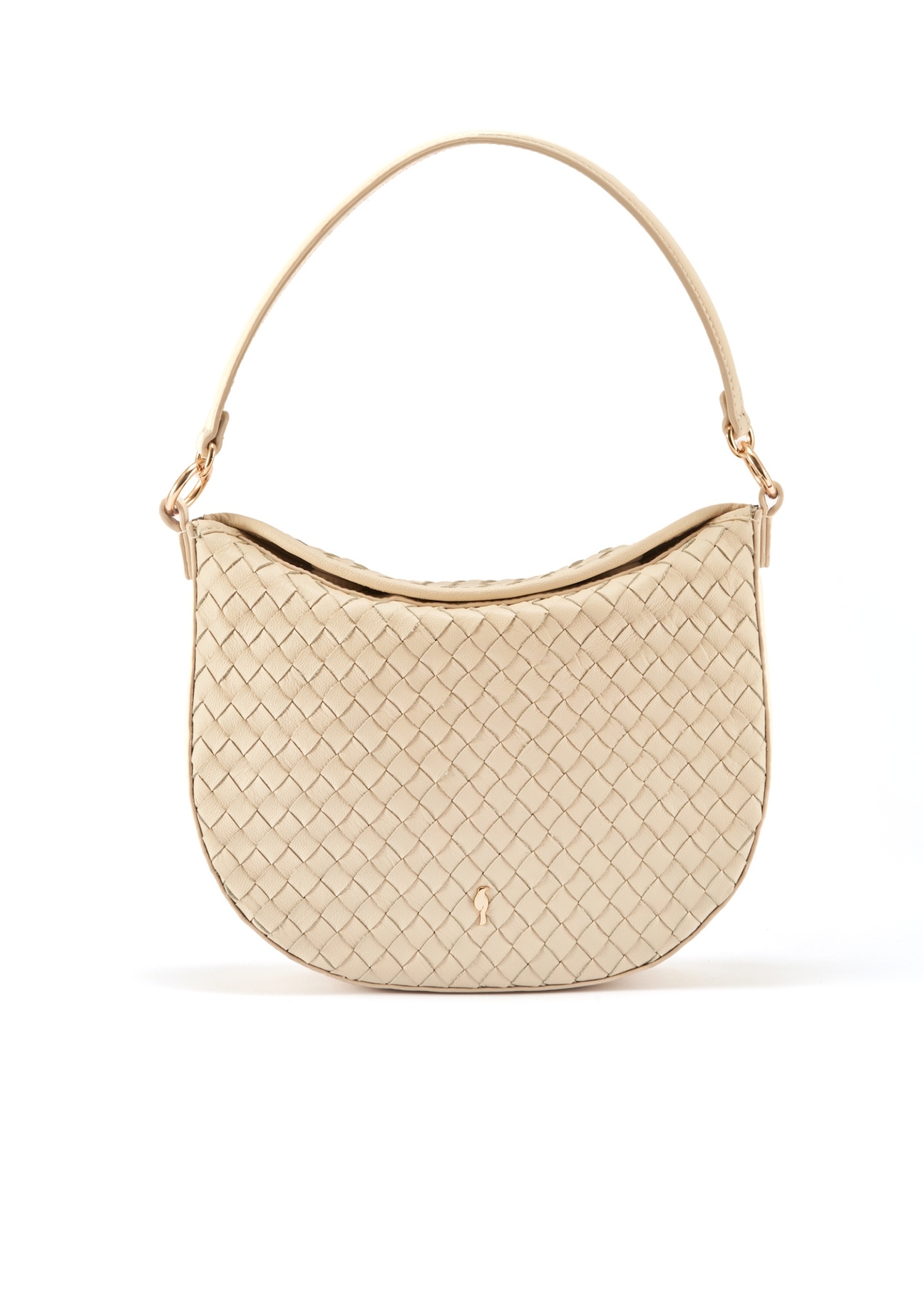 Cream braided leather messenger bag TORES-1109-12(W25)-03