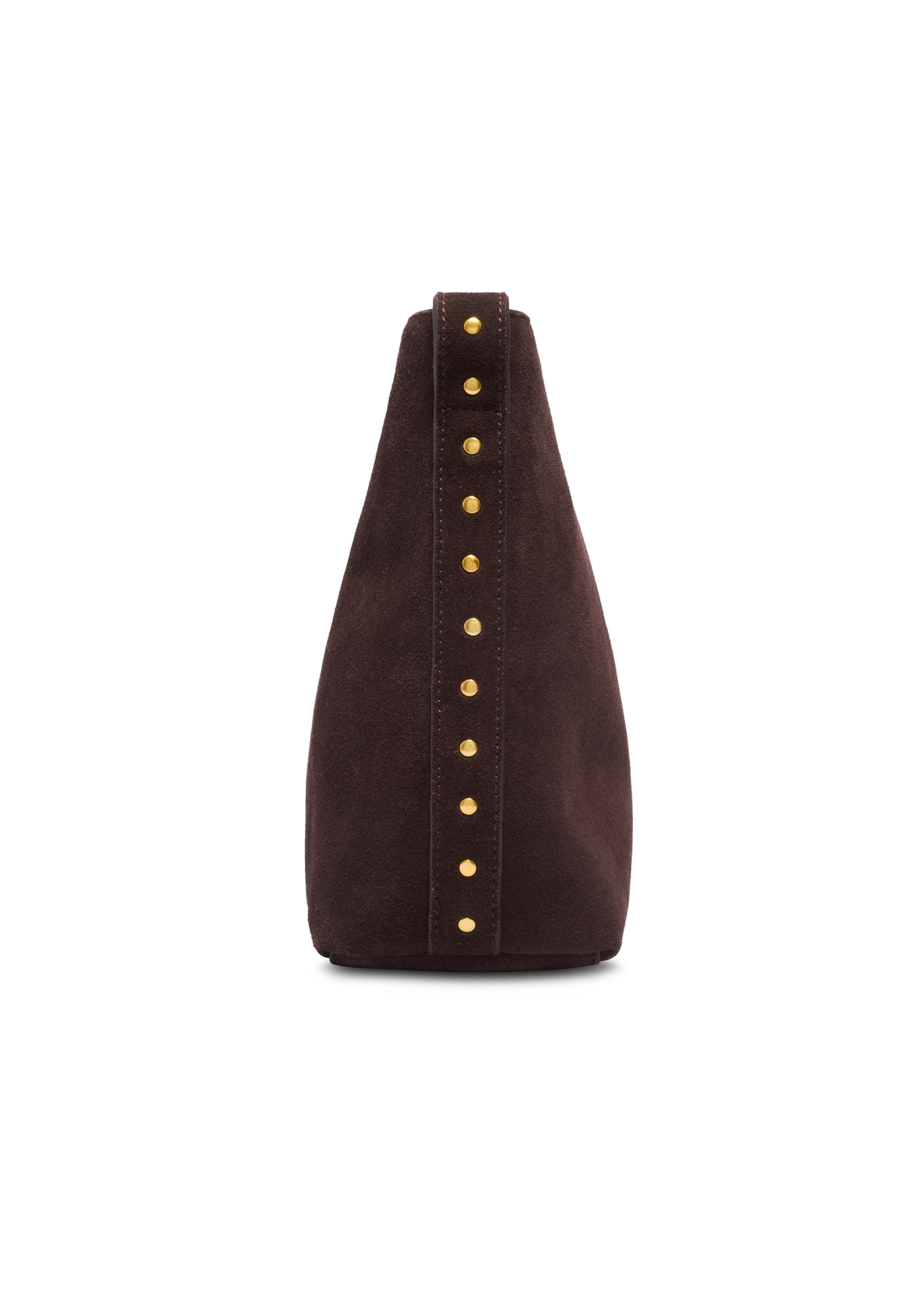 Brown suede women's handbag with studs TORES-1385-1I(Z26), side view of the product on a white background.