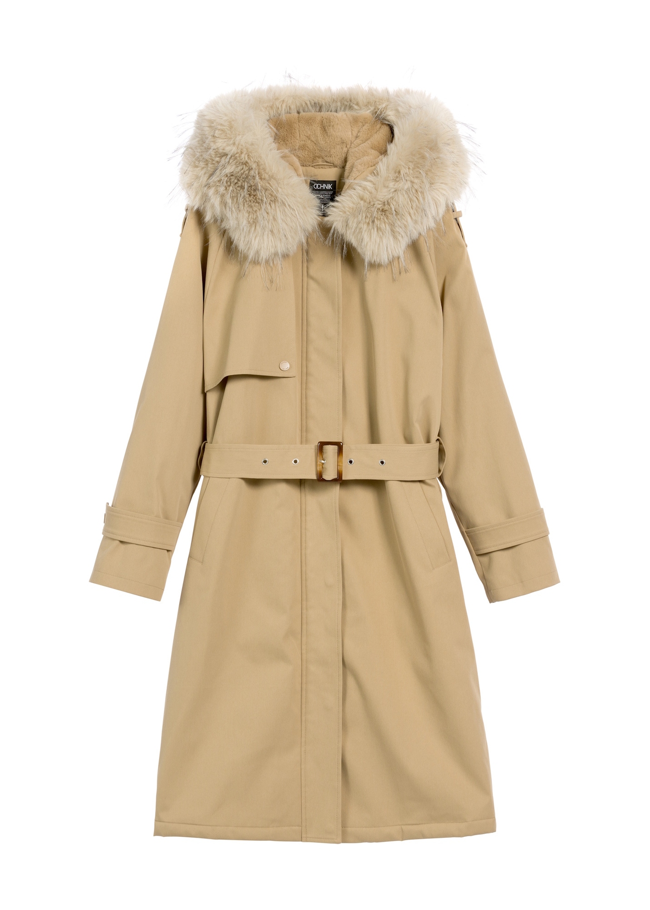 Beige women's winter jacket KURDT-0613-81(Z25) - front product view, on white background.