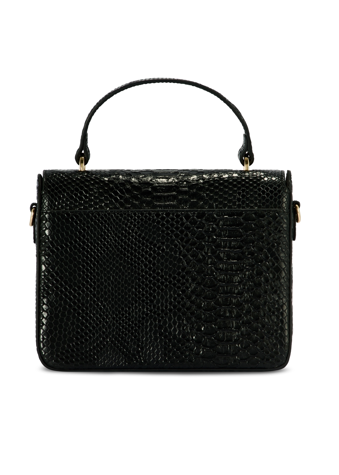 Black women's trunk handbag TOREC-1080-98(Z25), product view from the back on a white background.