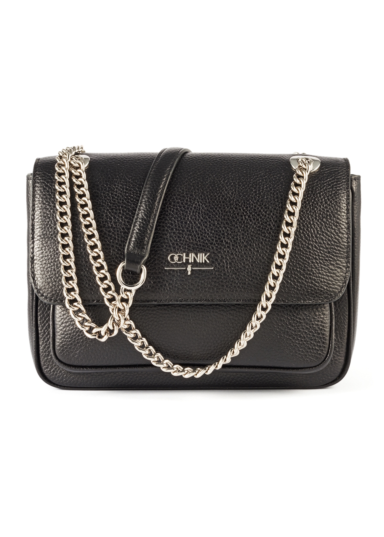 Leather black shoulder bag TORES-1147A-99(Z25) - front product view on white background.