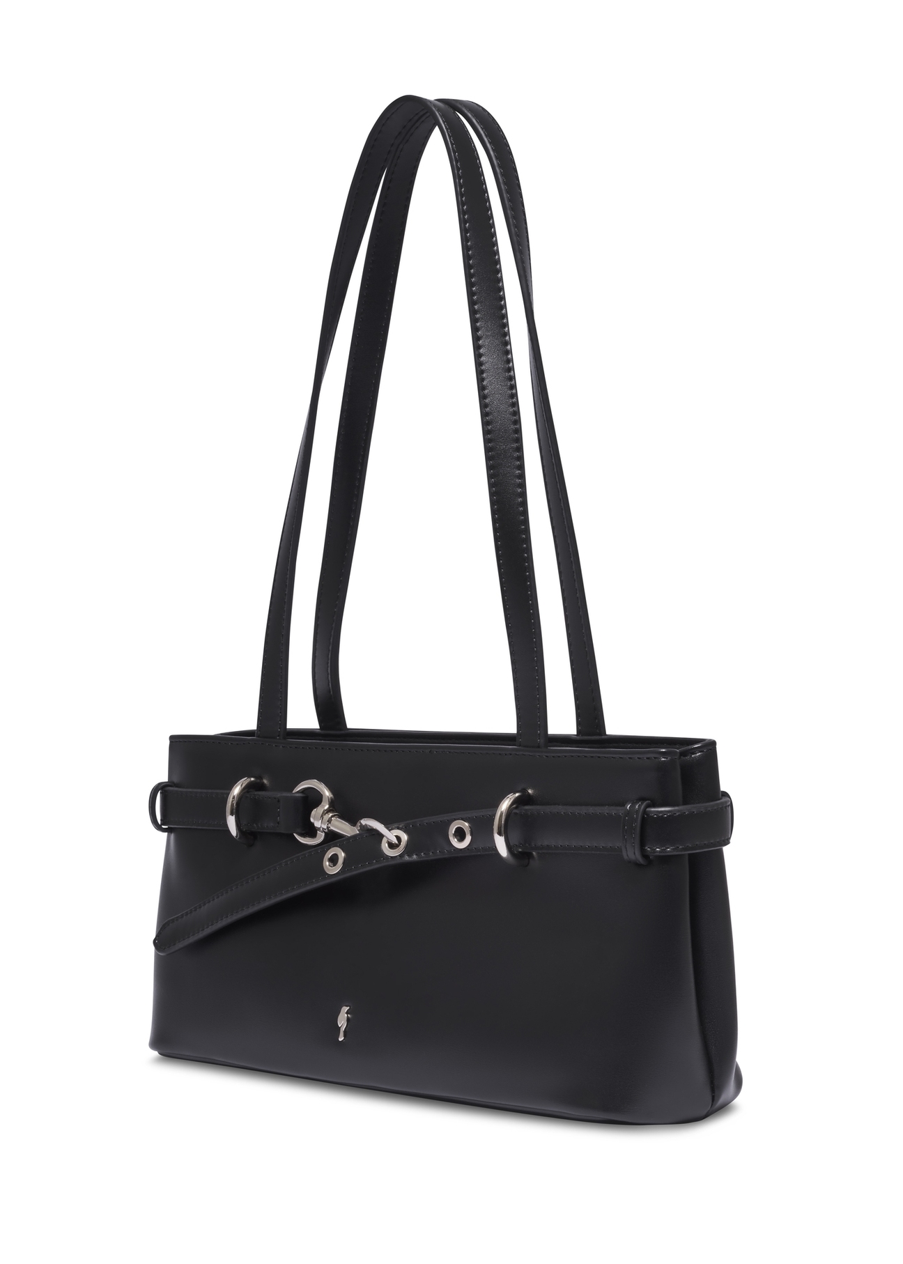 Black women's shoulder bag TOREC-1341-99(Z26), diagonal product view on a white background.