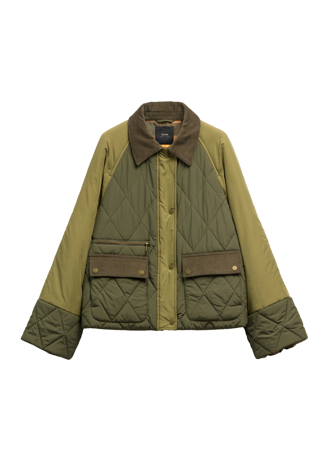 Women's khaki jacket KURDT-0665-8B(Z26) - front product view, on white background.