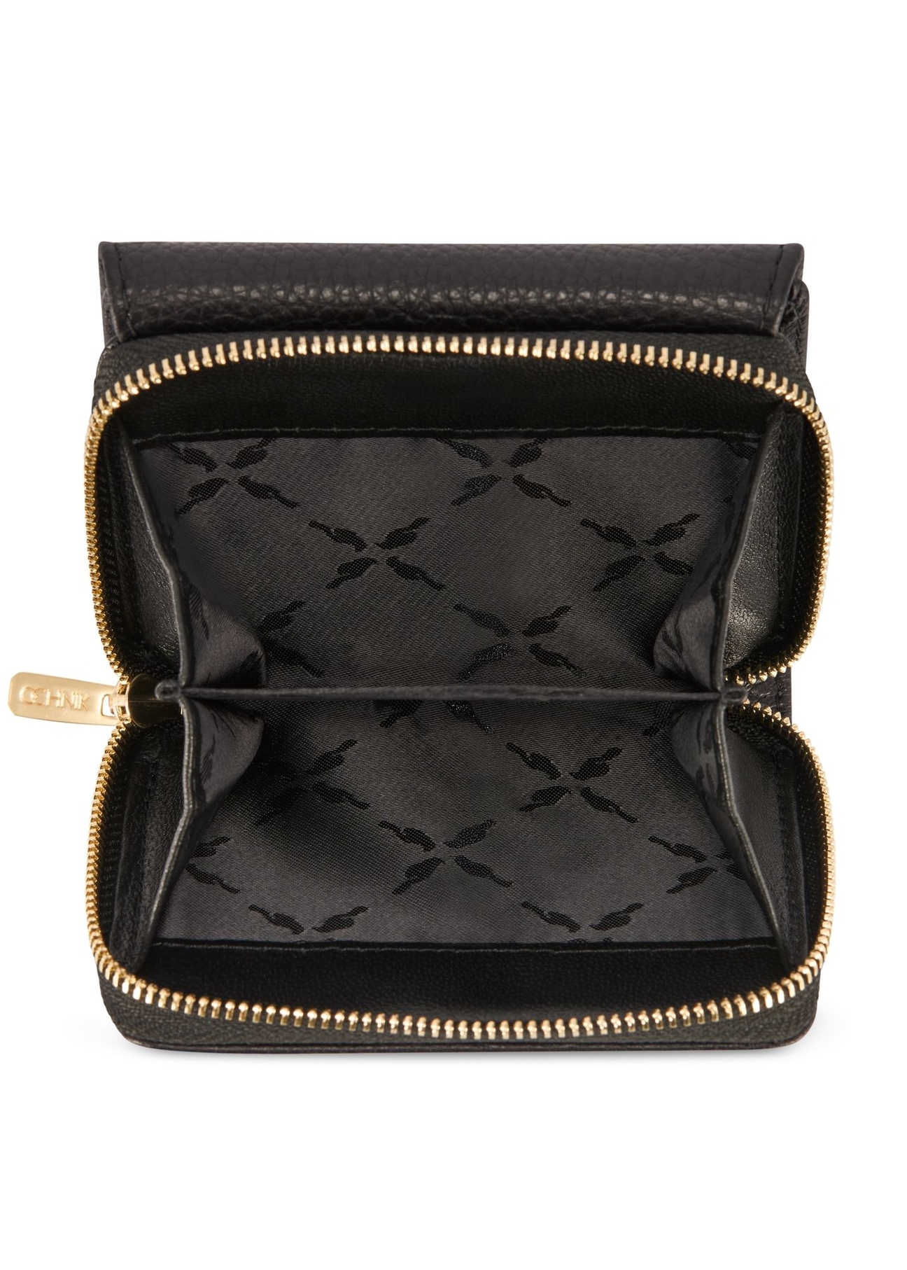 Black leather women's wallet with RFID protection PORES-0825RFID-9I(Z26), product view inside on white background.
