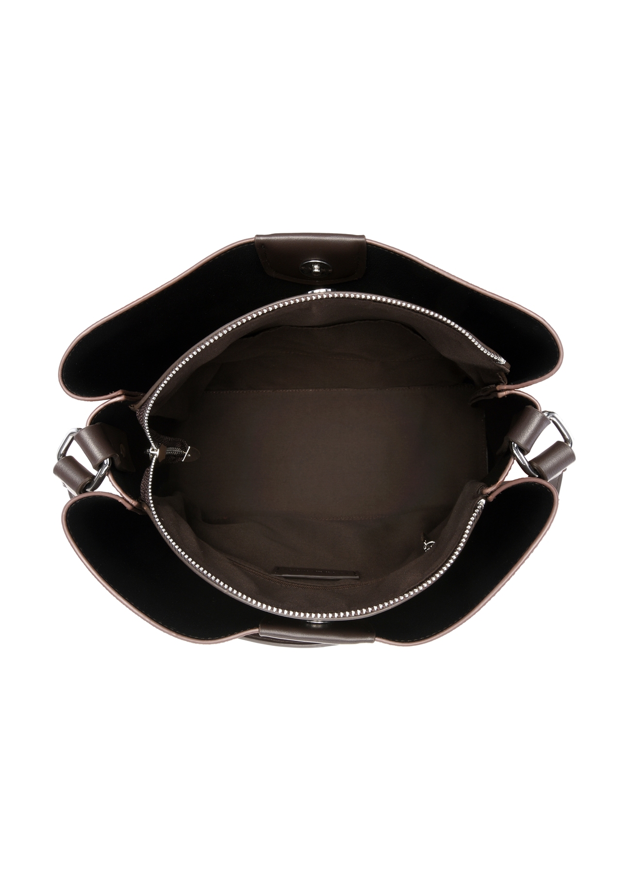 Brown women's shoulder bag TOREC-1297-1I(Z26), product view from above on a white background.