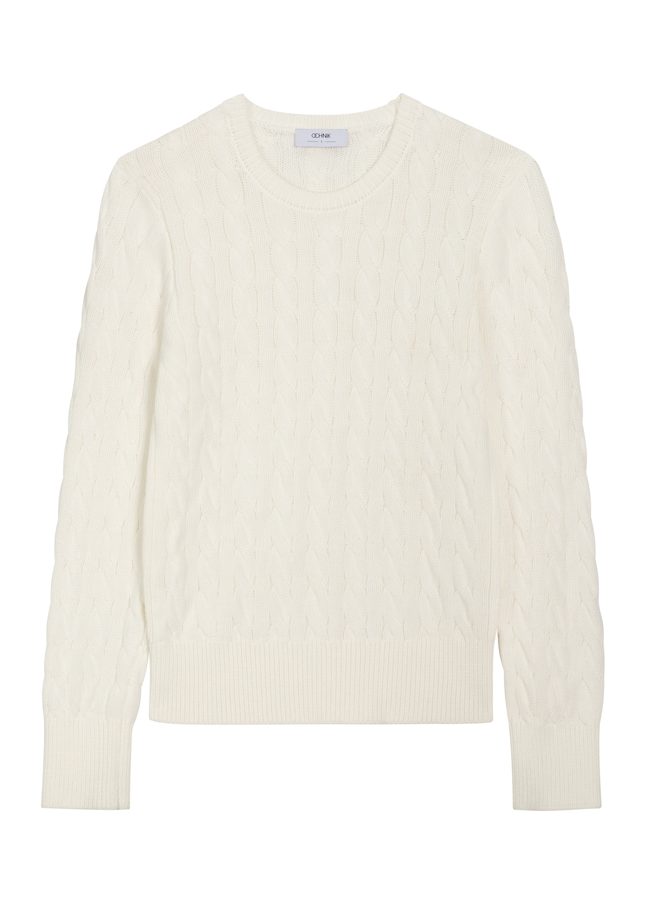 Cream women's cotton sweater SWEDT-0269-0B(Z26), front product view on white background.