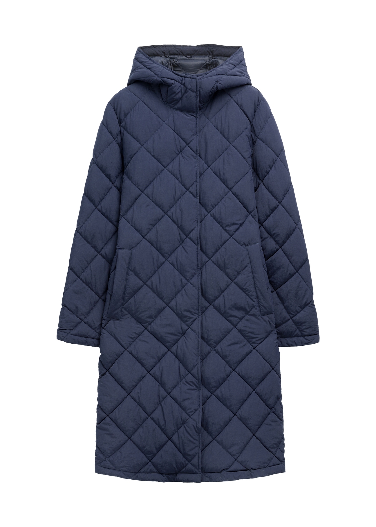 Navy blue women's quilted jacket KURDT-0667-7D(Z26), front product view on white background.