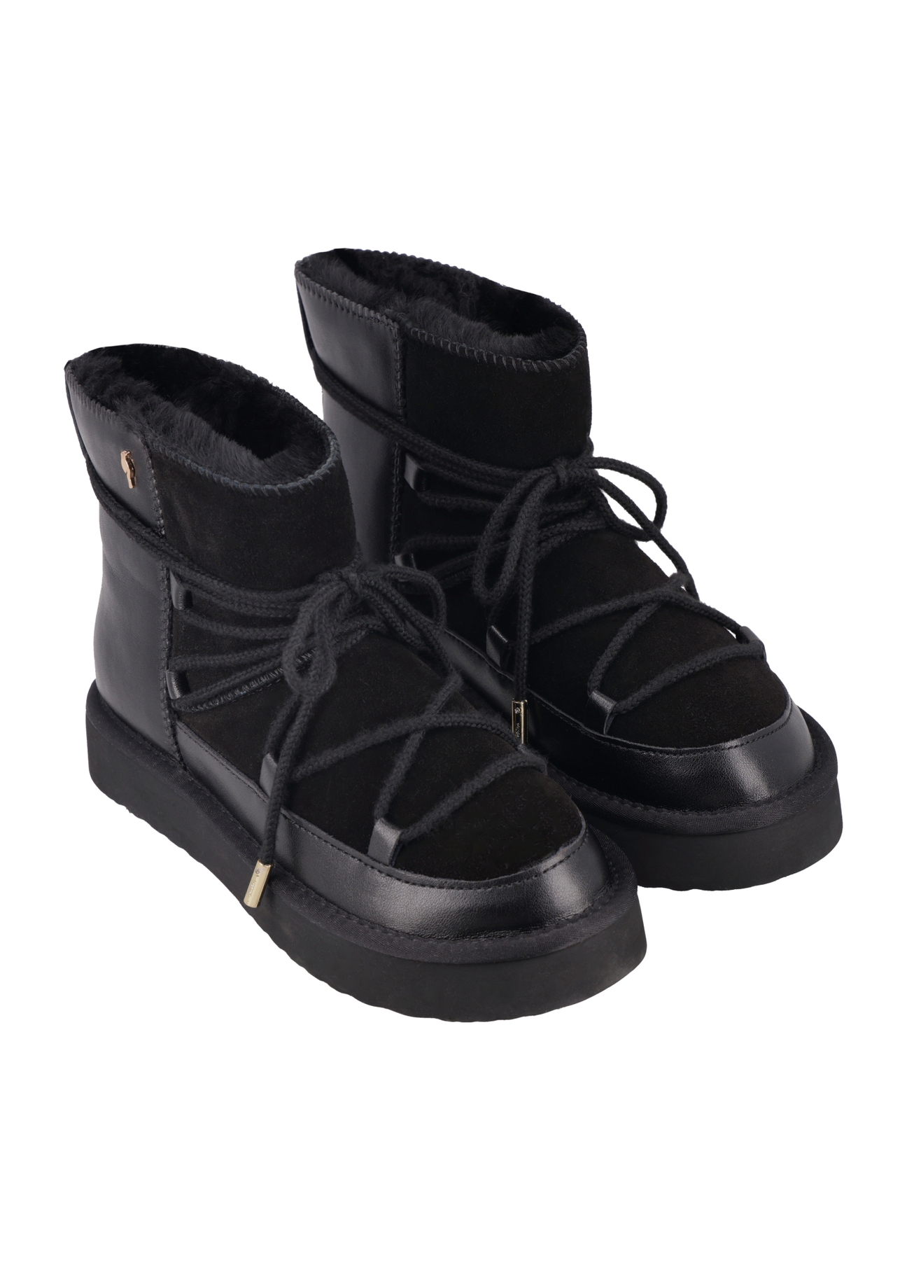 Black women's snow boots BUTYD-1221-9J(Z26), diagonal product view on a white background.