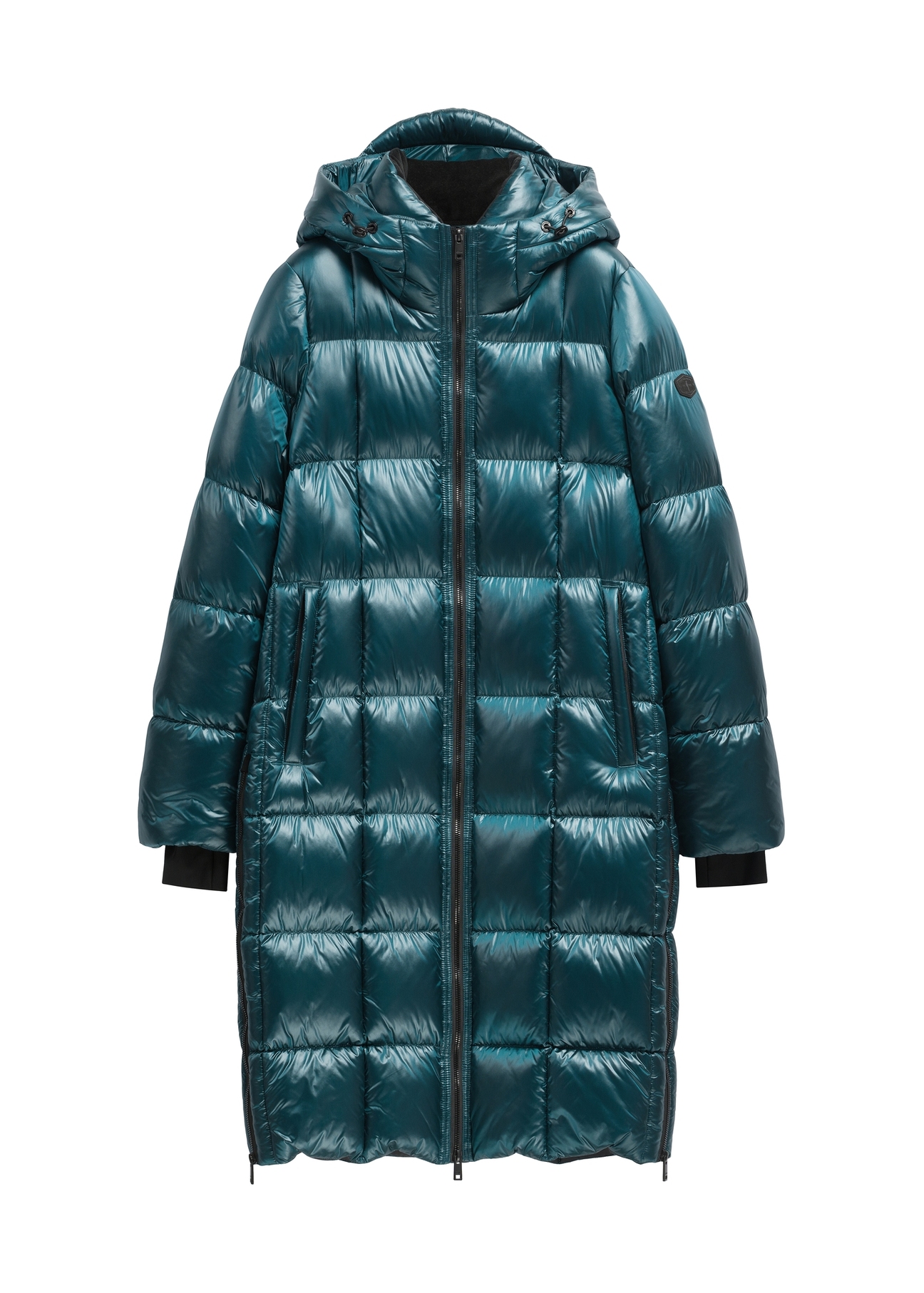 Women's winter jacket in turquoise color KURDT-0677-7F(Z26) - front product view, on white background.