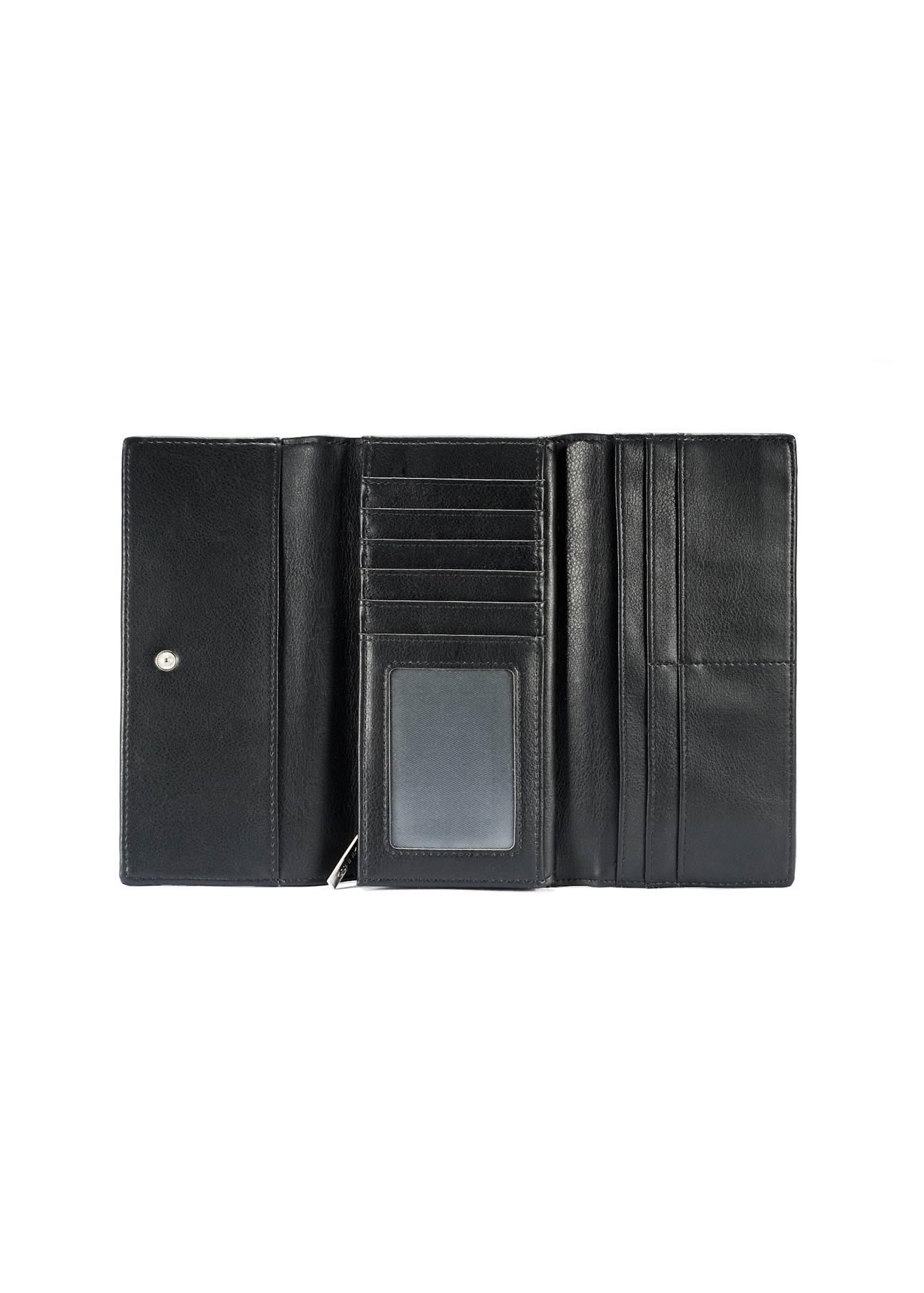 Large black women's wallet POREC-0411-99(W25), product view inside on white background.