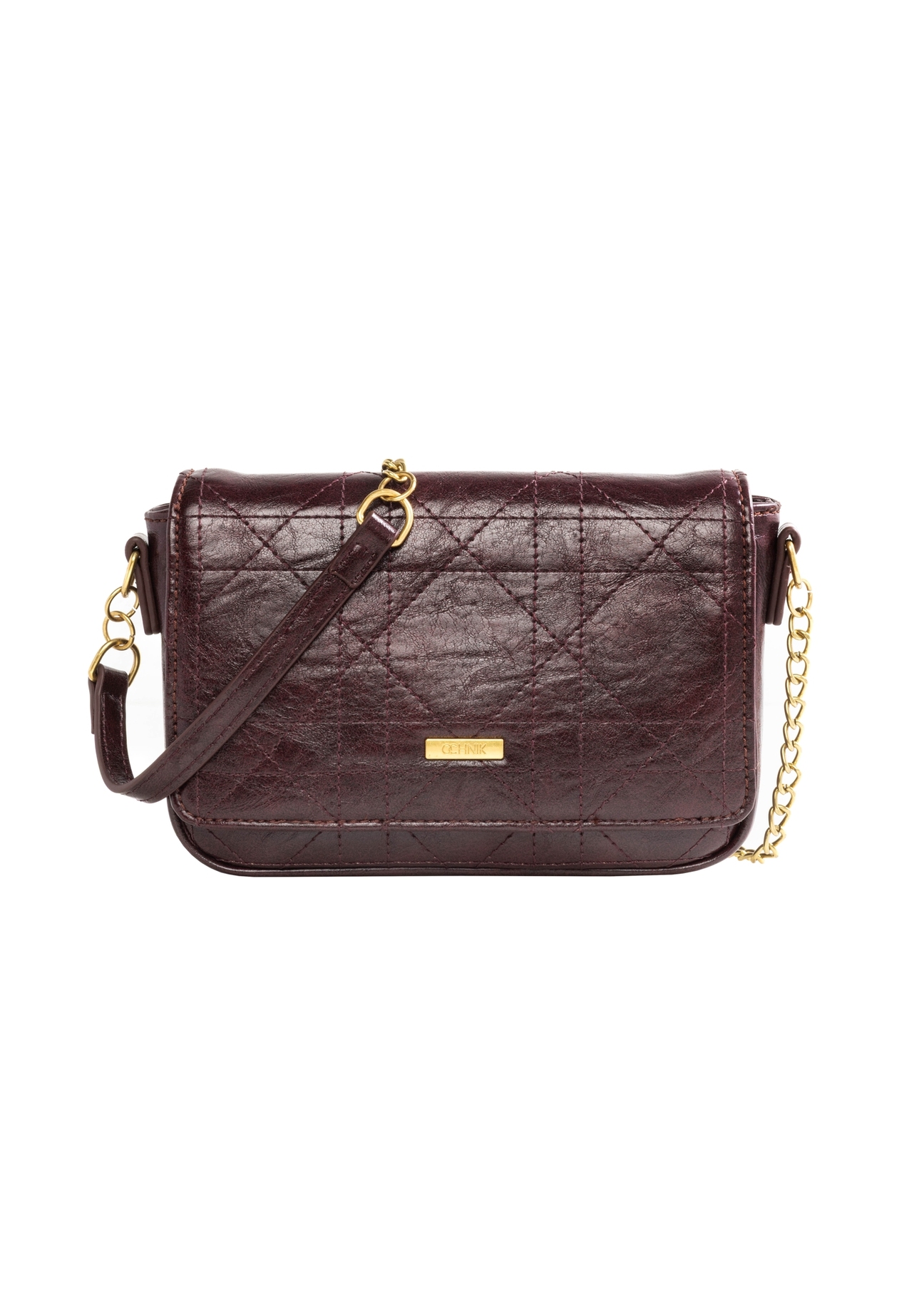Burgundy small messenger bag TOREC-1254-4D(Z26), product view from the front on a white background.