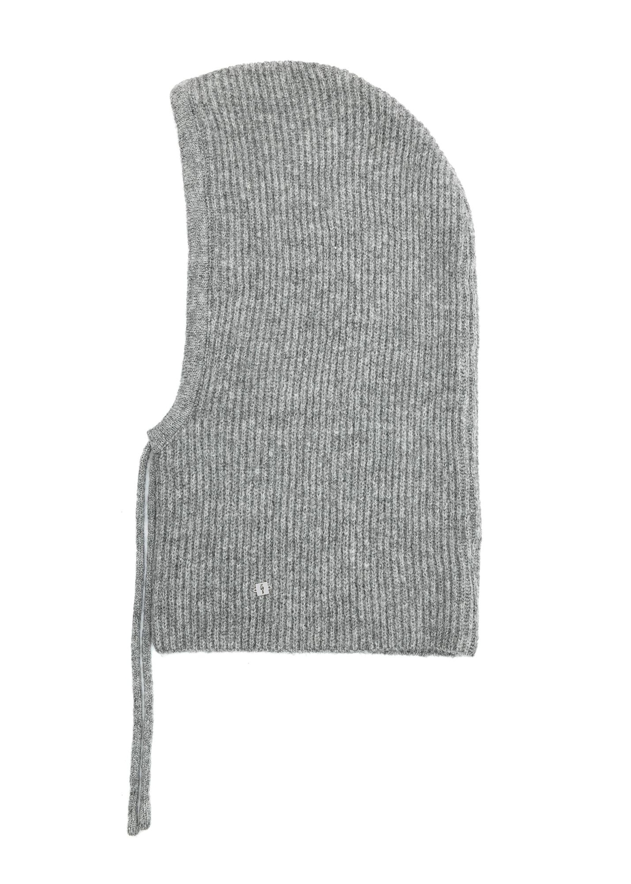 Women's gray scarf with hood SZADT-0215-91(Z25) - side view of the product on a white background.