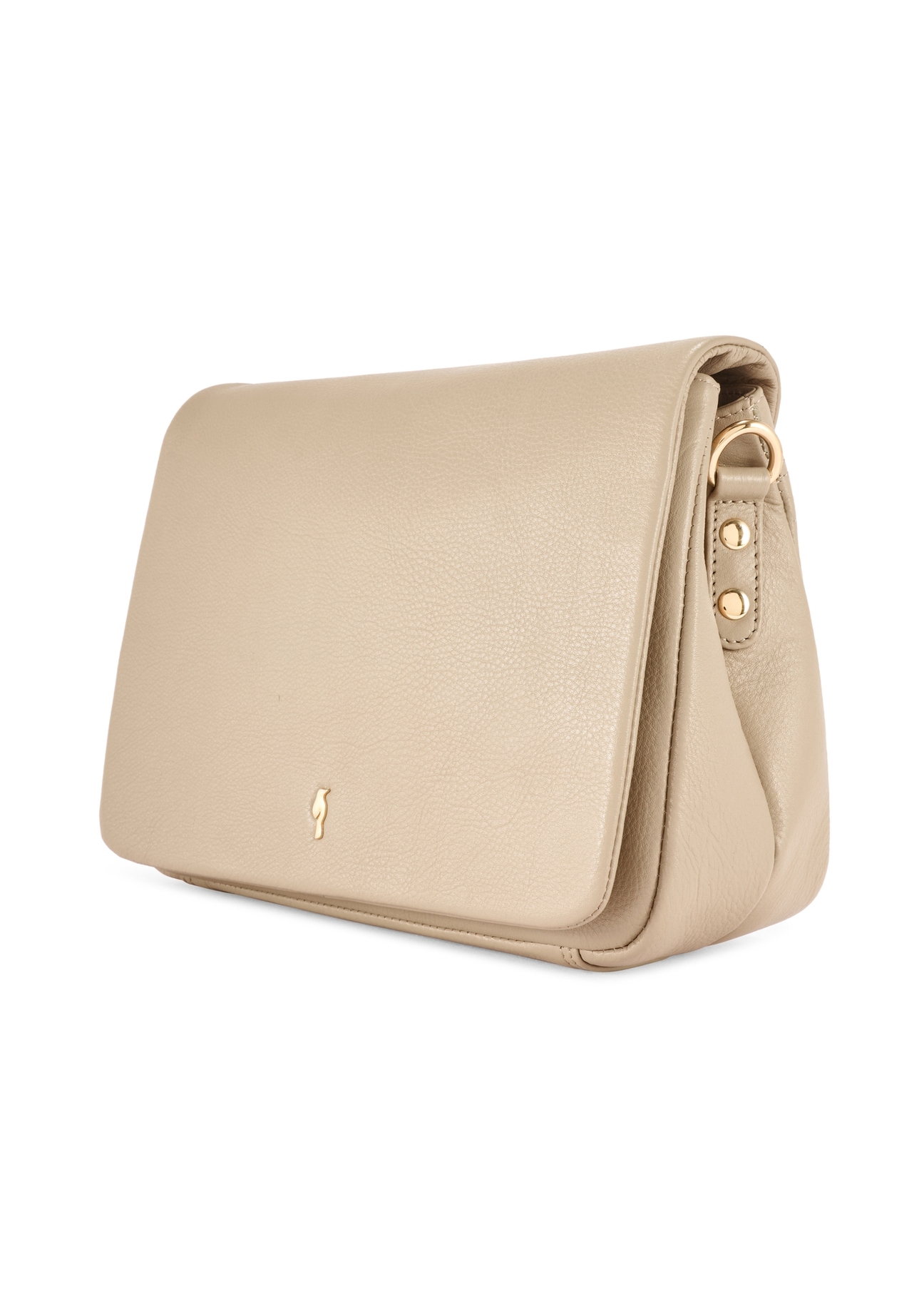 Beige leather women's handbag TORES-0911F-1B(W26) - diagonal product view, on a white background.