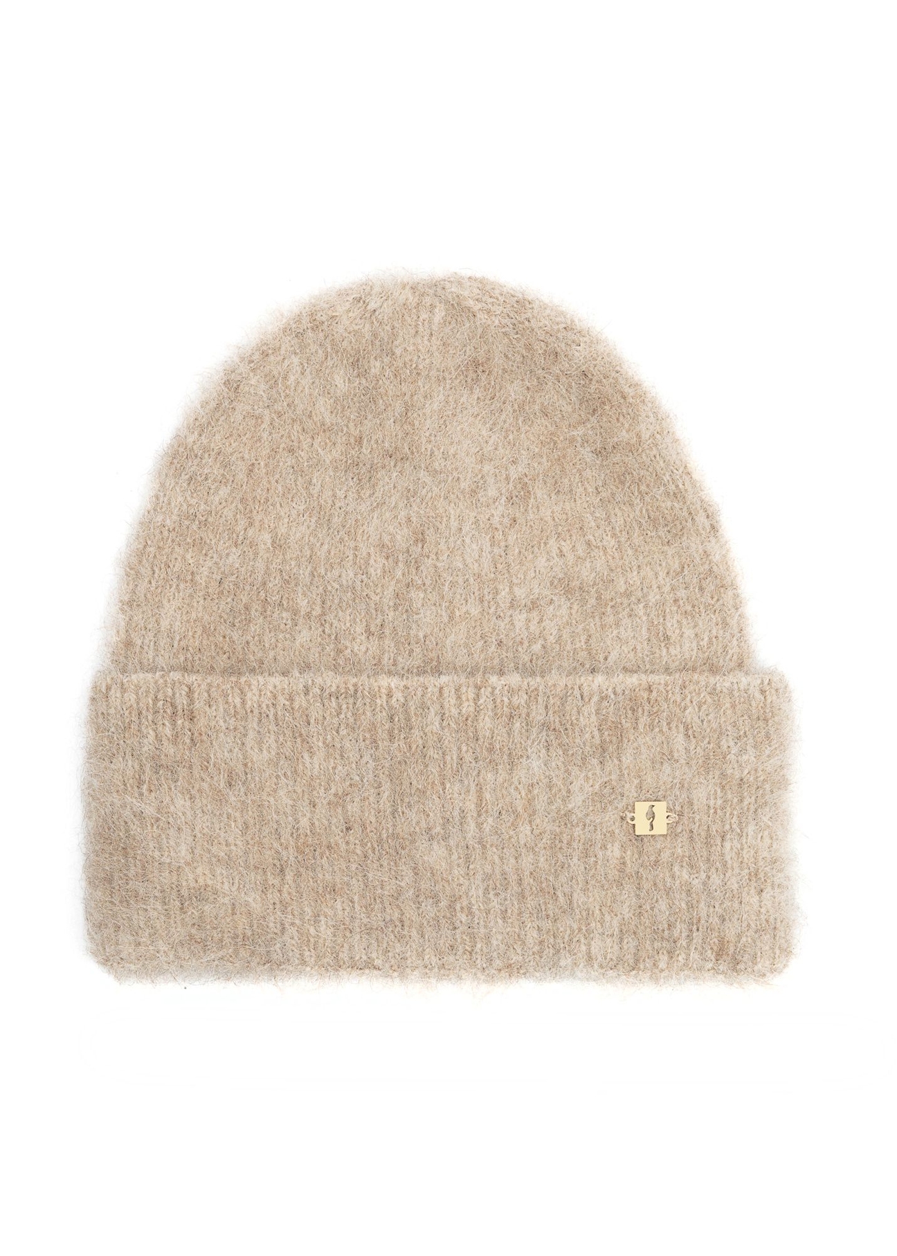 Beige woolen women's hat CZADT-0212-1B(Z26), front product view on white background.