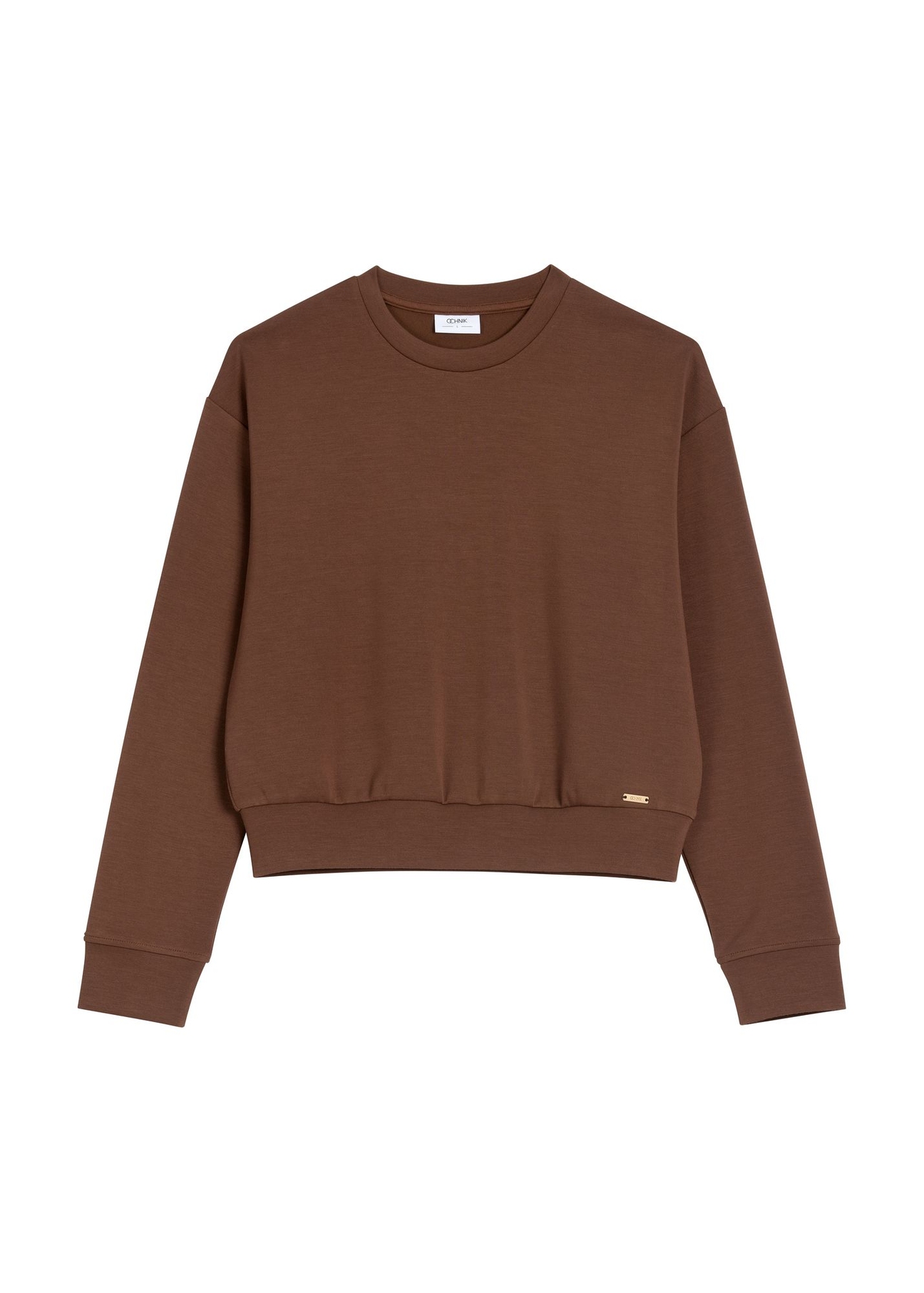 Brown women's sweatshirt BLZDT-0119-1H(Z26) - front product view, on white background.