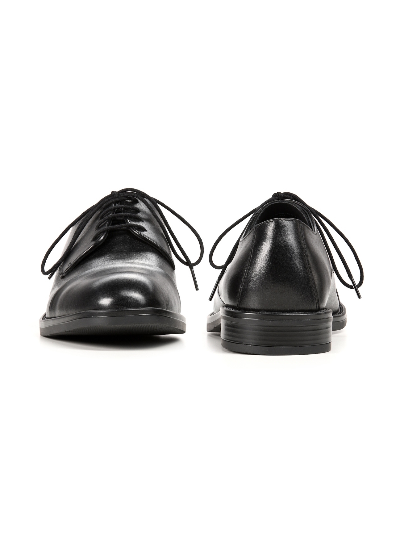Black men's leather shoes BUTYM-0512-99(Z25), front and back product view on white background.