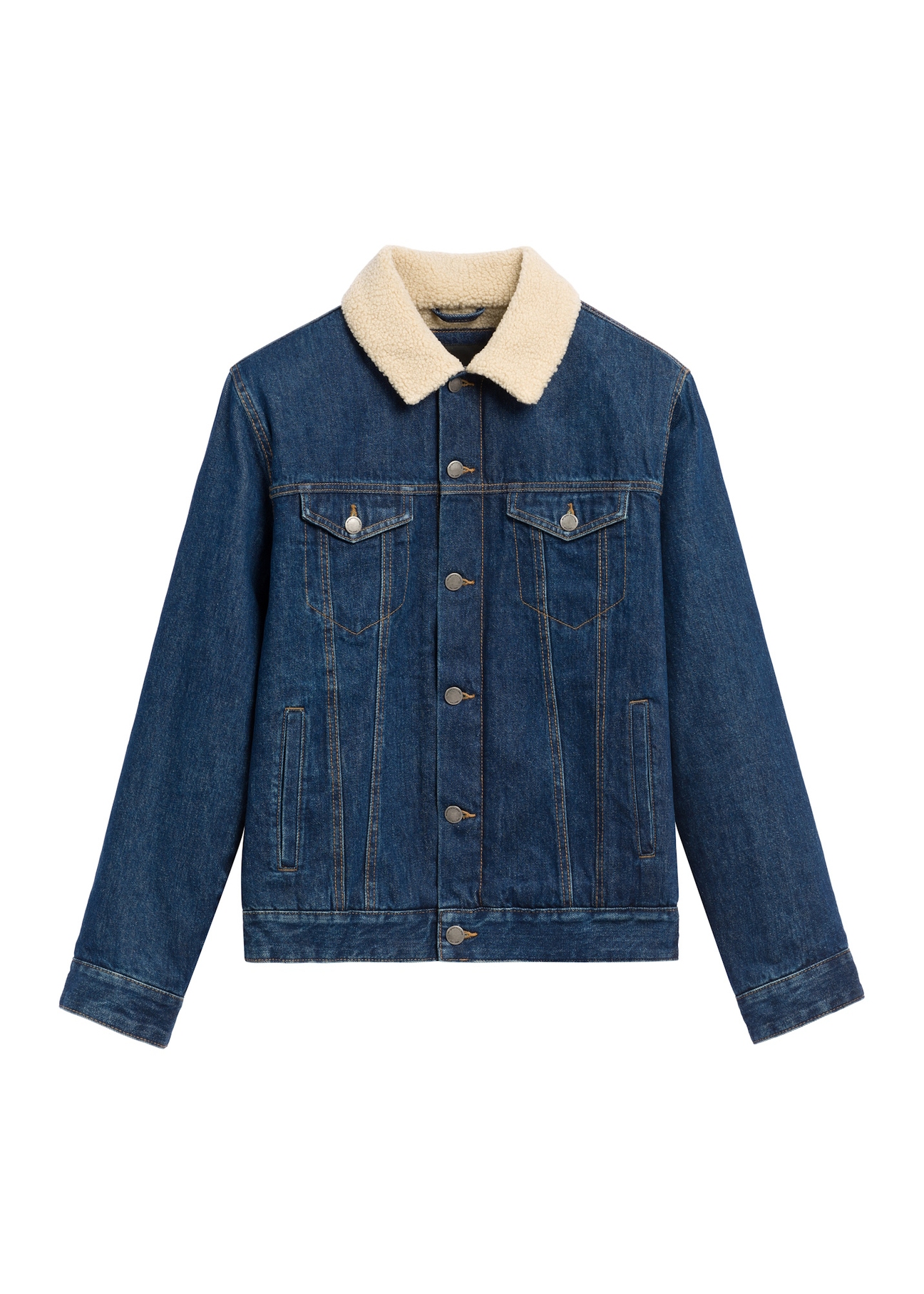 Men's navy blue denim jacket KURMT-0435-7C(Z26), front product view on white background.
