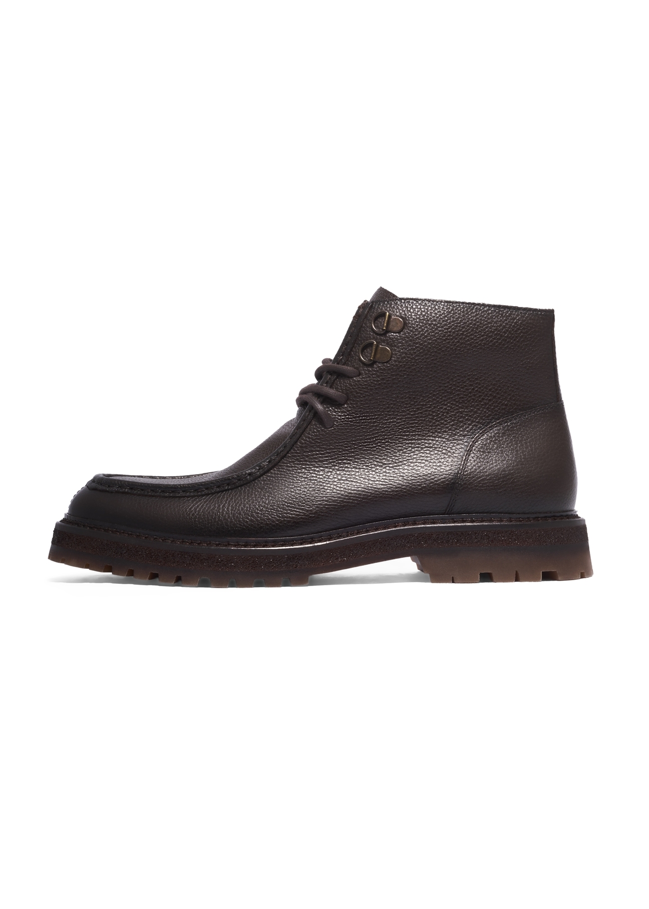 Men's dark brown leather ankle boots BUTYM-0572-1I(Z26), side view of the product on a white background.